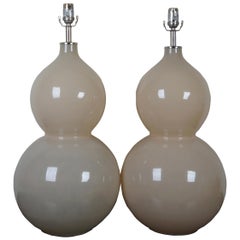 2 Ballard Designs Suzanne Kasler Celeste Double Gourd Modern Table Lamps Pair