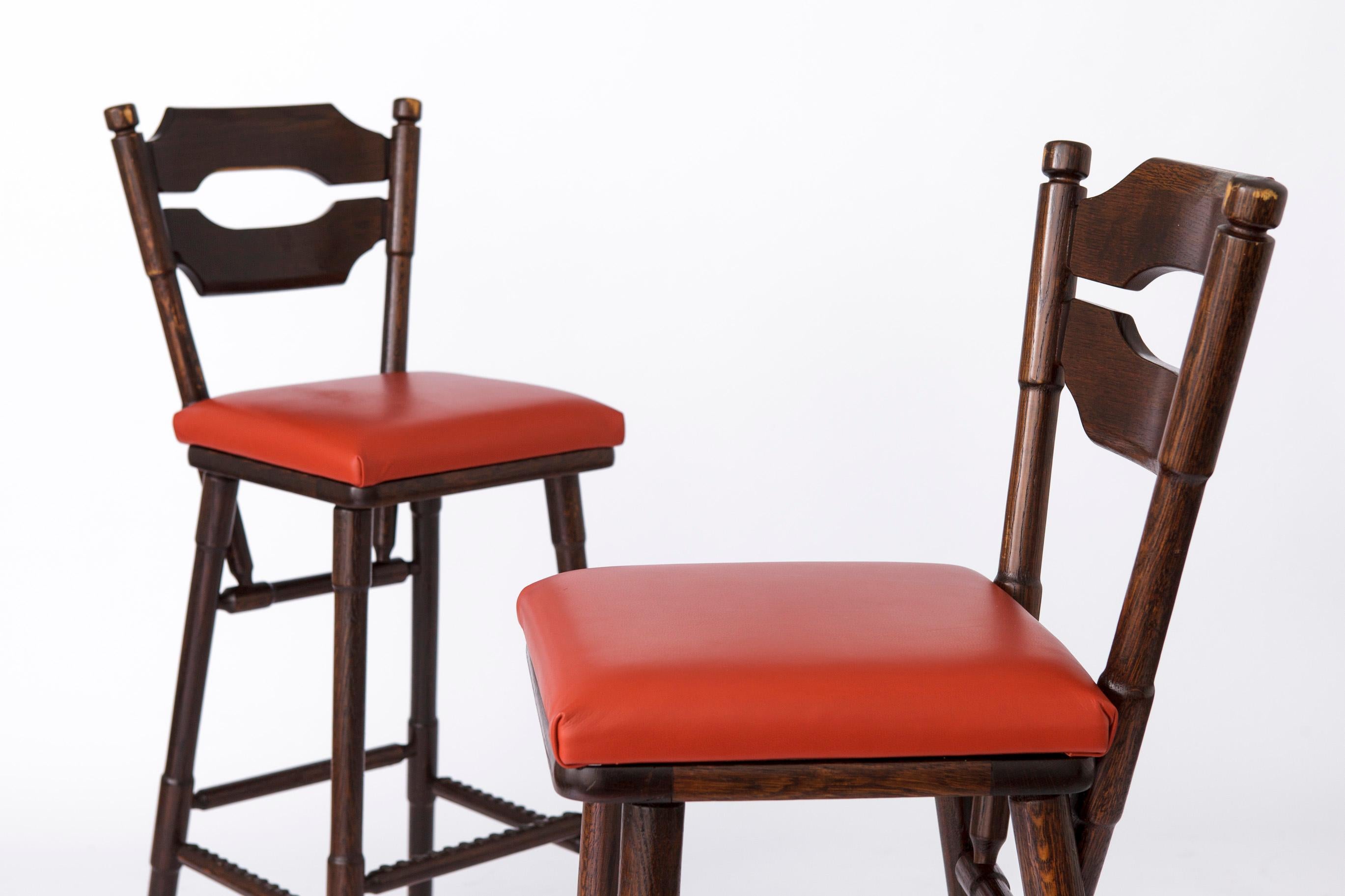 Teak 2 Bar Stool Vintage 1980s - Germany For Sale