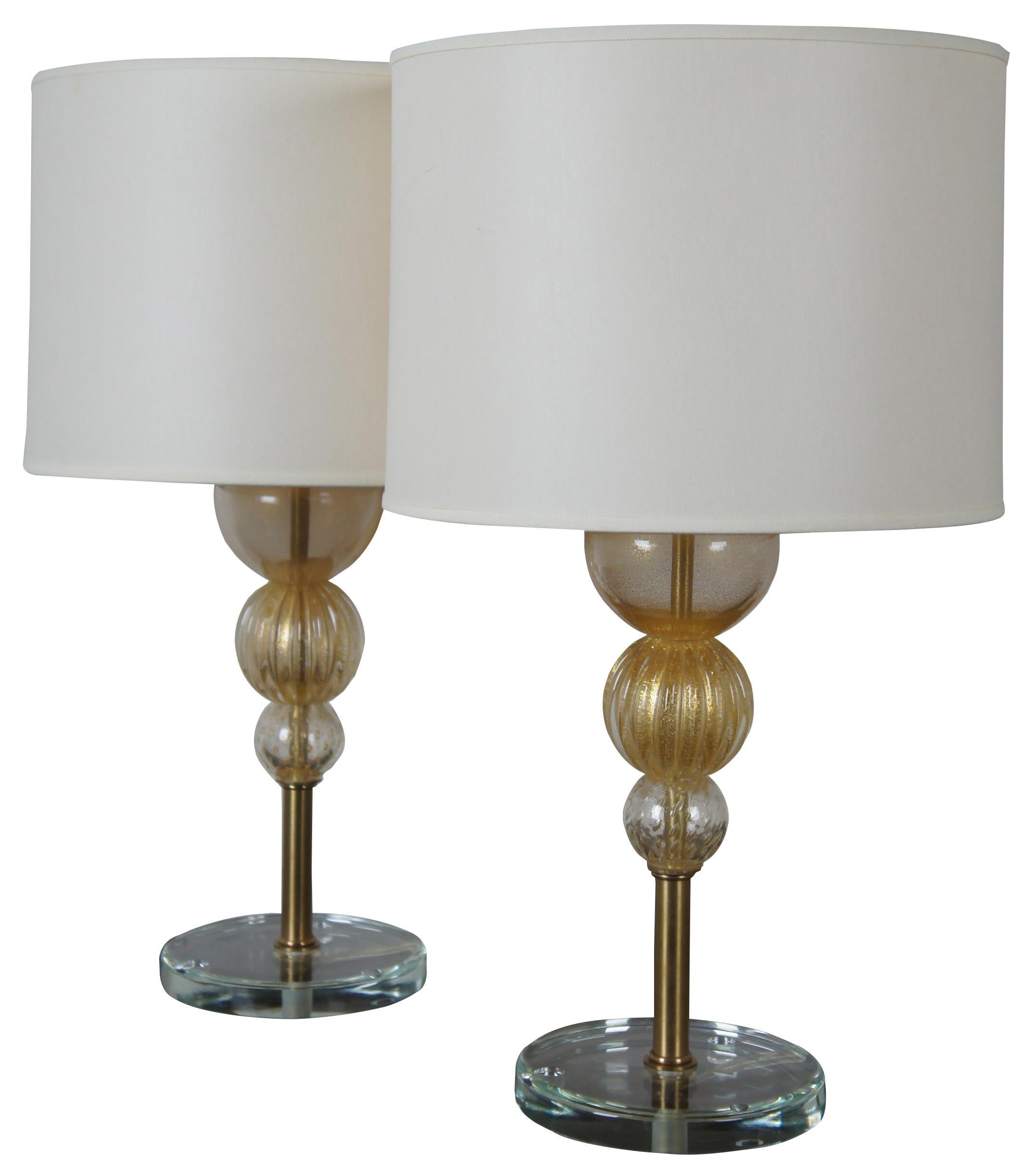 Modern 2 Barbara Barry Baker 24k Gold Murano Glass Crystal Bauble Table Lamps BBS05