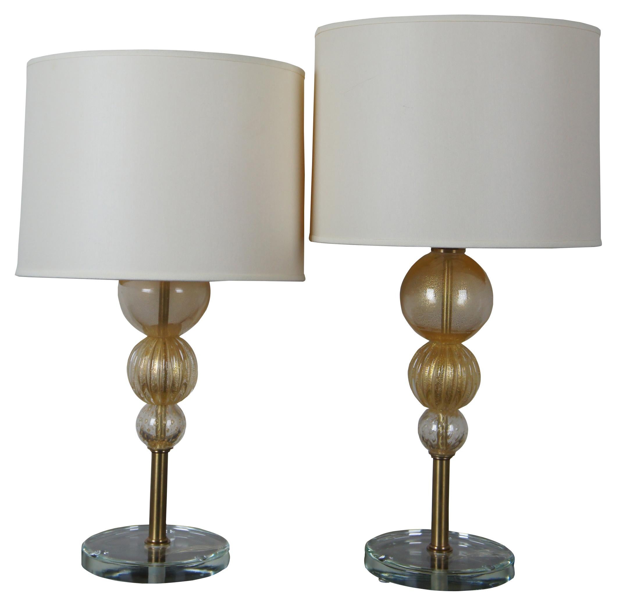 2 Barbara Barry Baker 24k Gold Murano Glass Crystal Bauble Table Lamps BBS05 In Good Condition In Dayton, OH