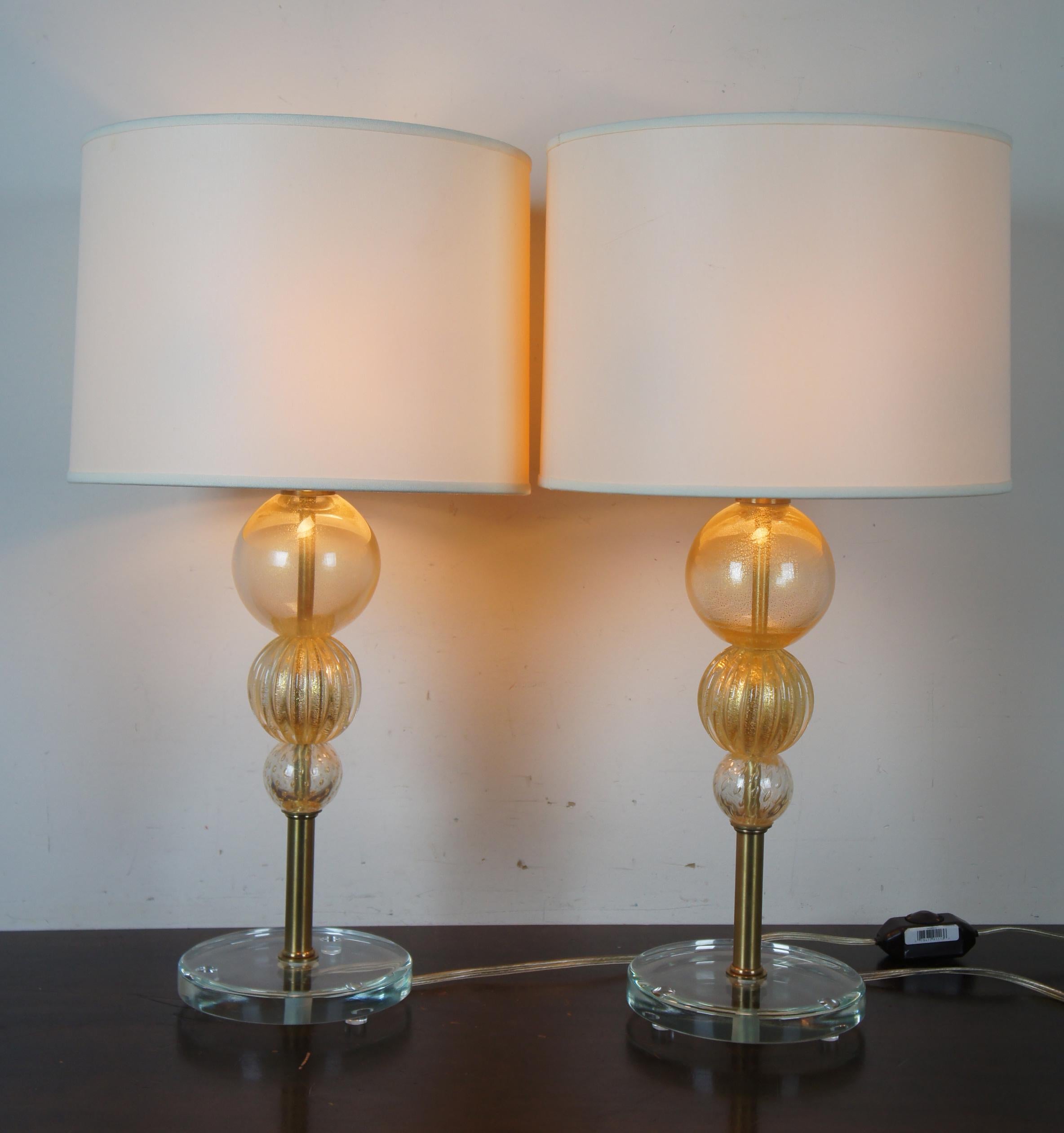 20th Century 2 Barbara Barry Baker 24k Gold Murano Glass Crystal Bauble Table Lamps BBS05