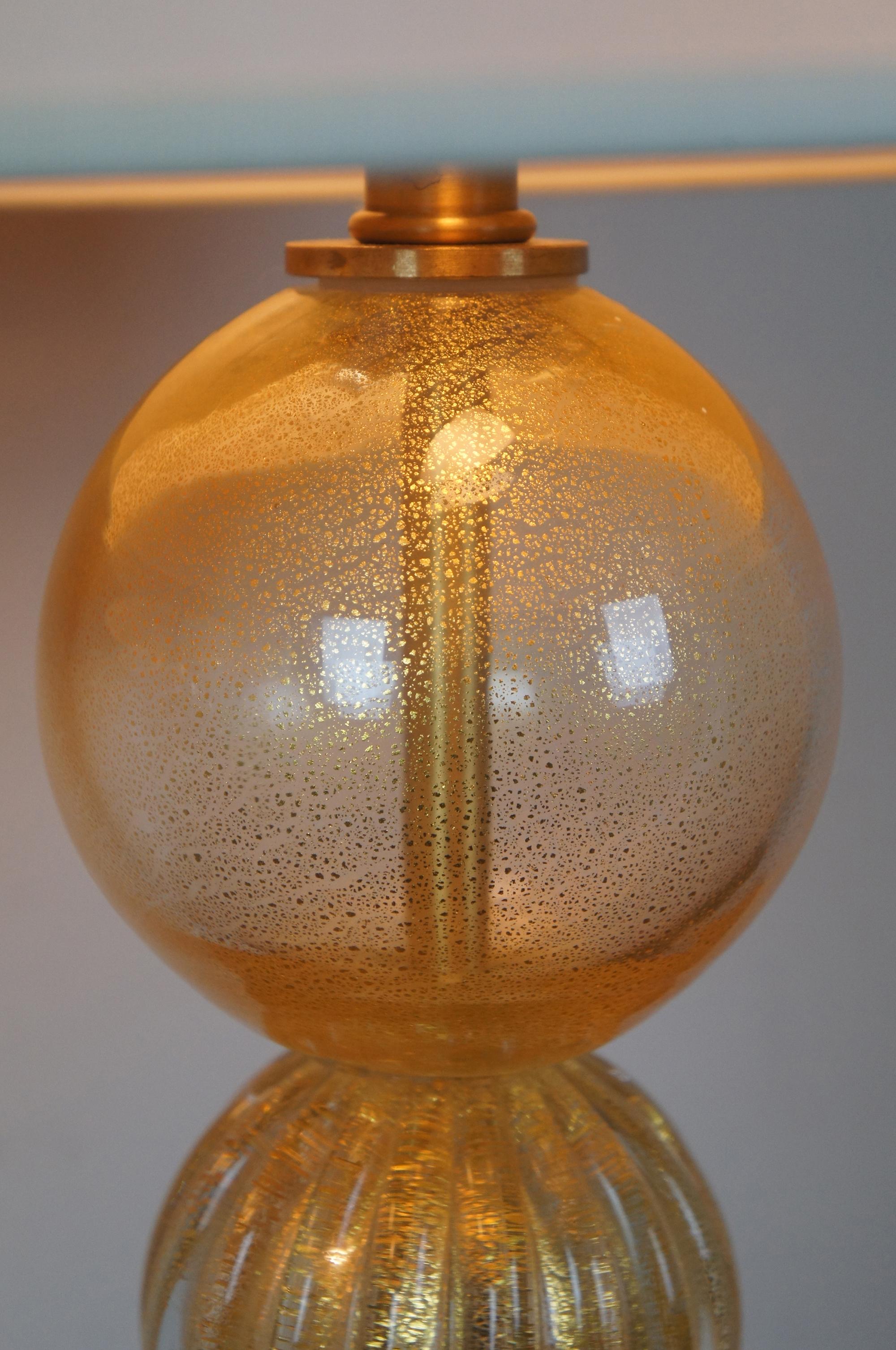 2 Barbara Barry Baker 24k Gold Murano Glass Crystal Bauble Table Lamps BBS05 2