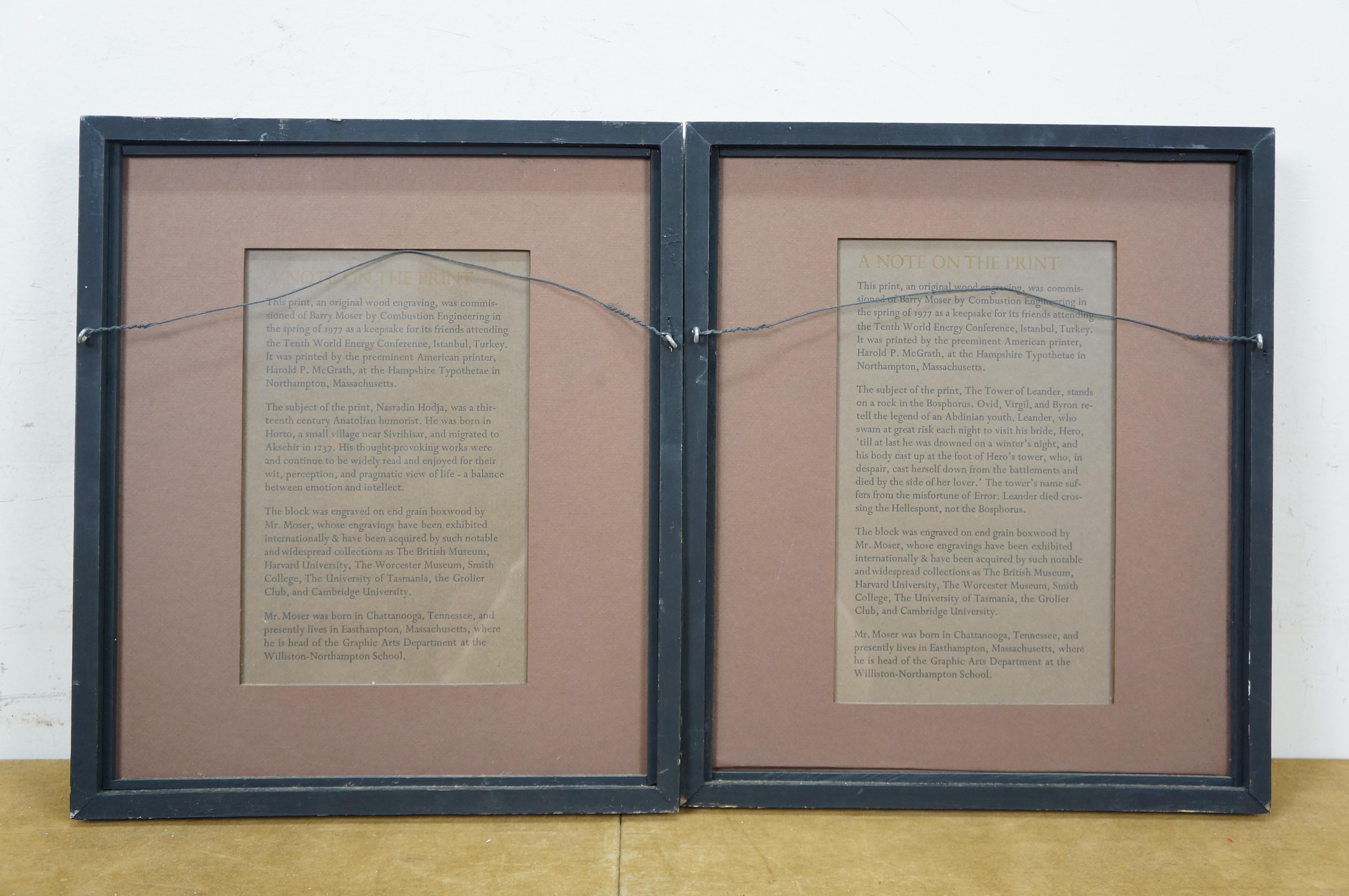 2 Barry Moser Nasradin Hodja & Turm von Leander Farbholzschnitte 14
