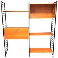 2 Bay Ladderax Teak Midcentury Shelving System with Bureau by Robert Heal