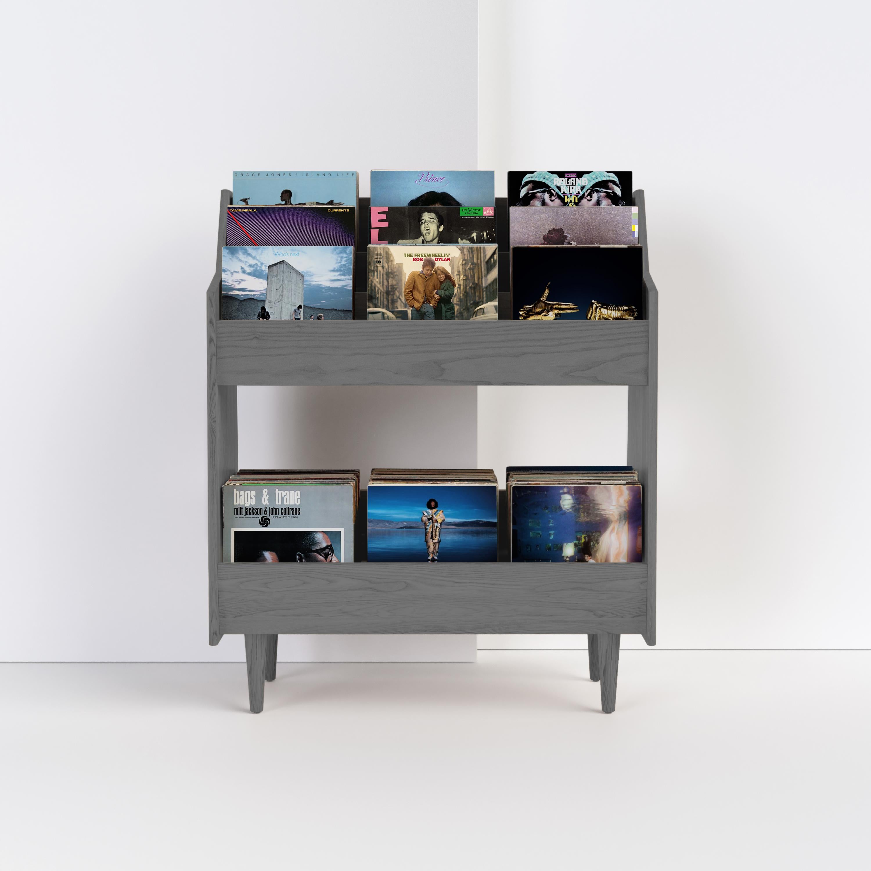 2 Bay Luxe Record Stand in Nussbaum Natur im Angebot 5