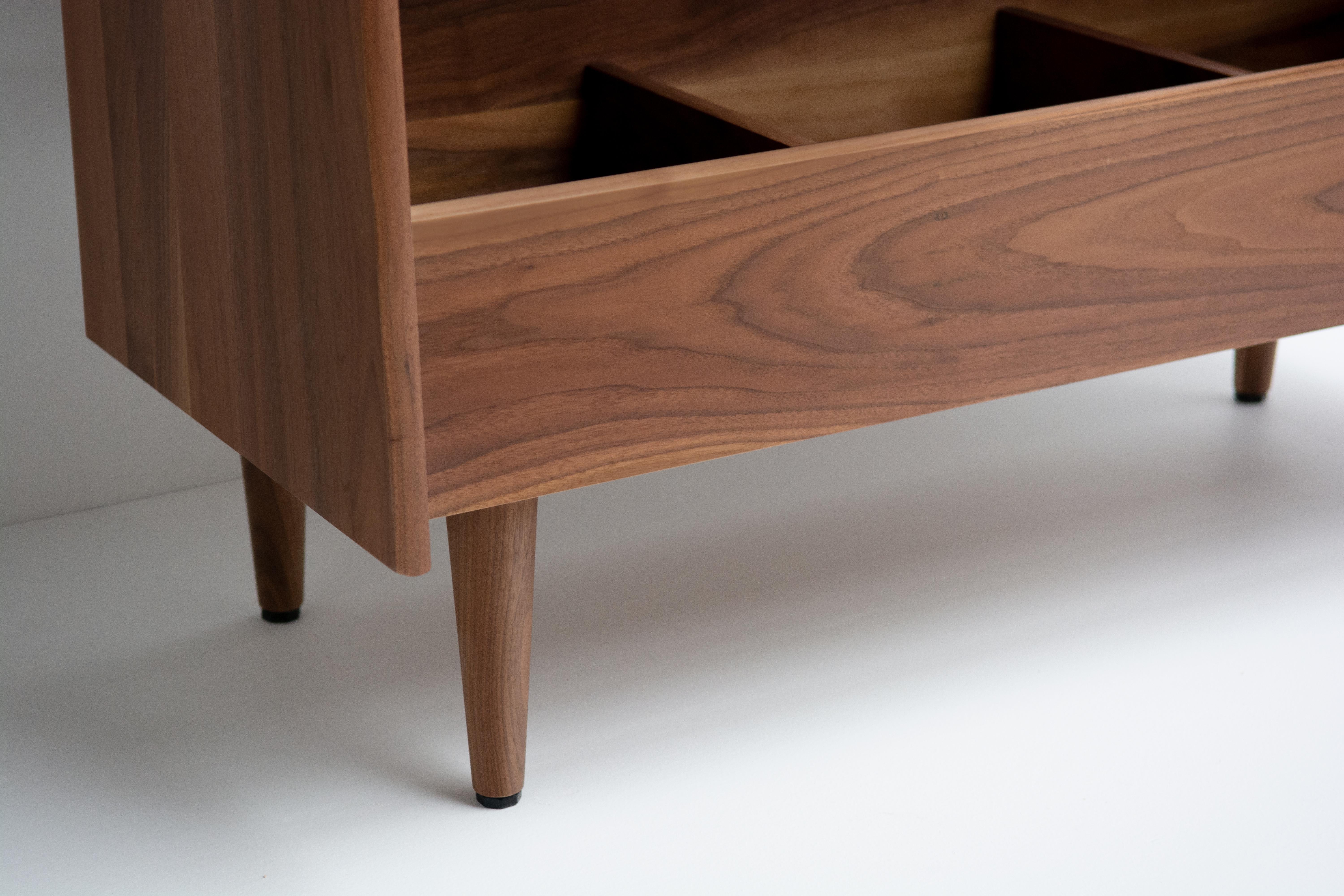 Modern 2 Bay Luxe Record Stand in Natural Walnut For Sale