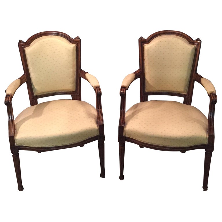 2 Beautiful Armchairs In Louis Seize Style Walnut Louis Xvi For