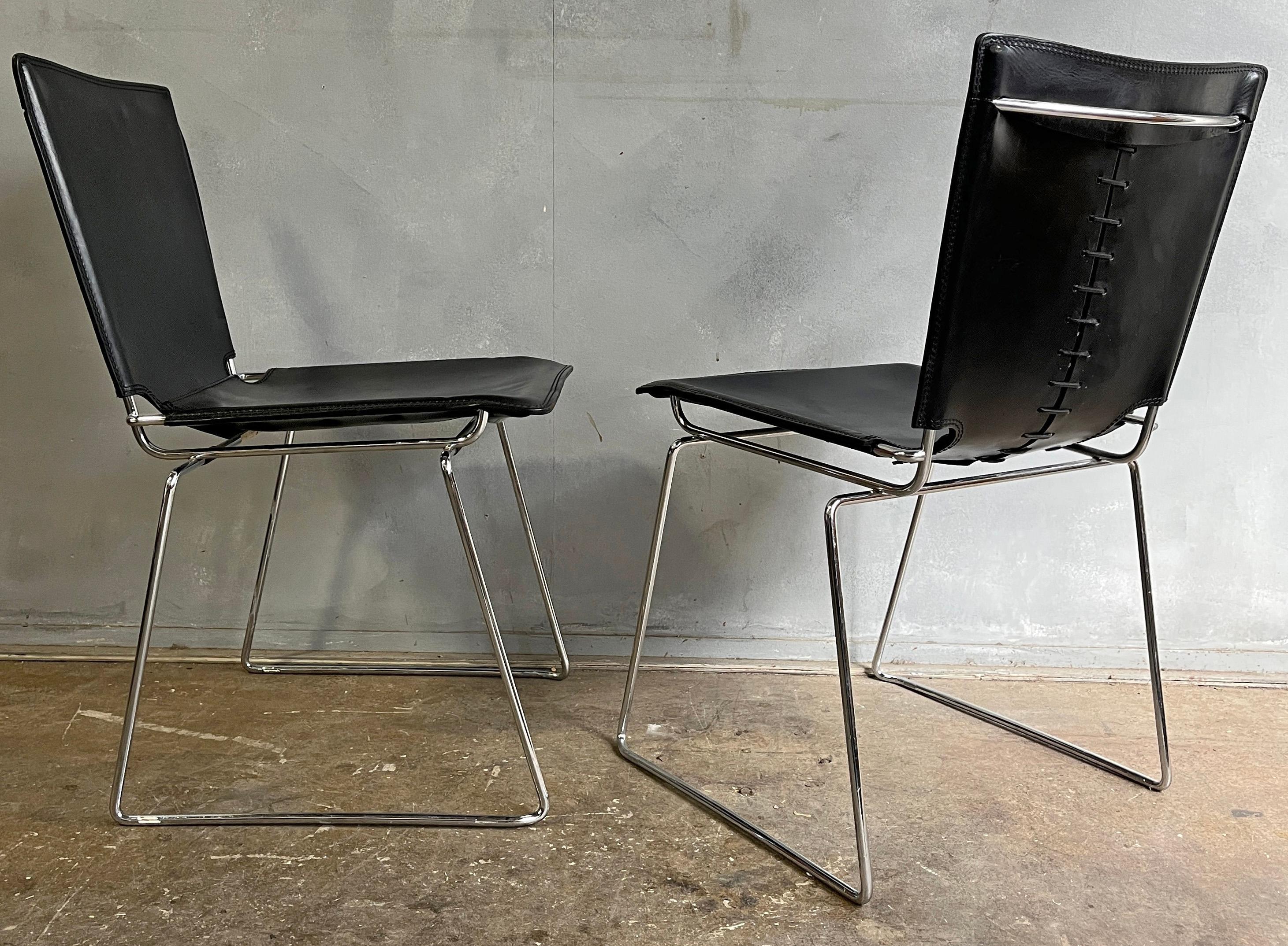 2 Beautiful Midcentury Leather Chairs by ICF (pair) For Sale 6