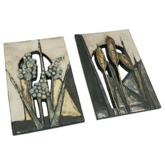 2 beautiful vintage 1970s WALL TILES by ruscha-keramik floral design