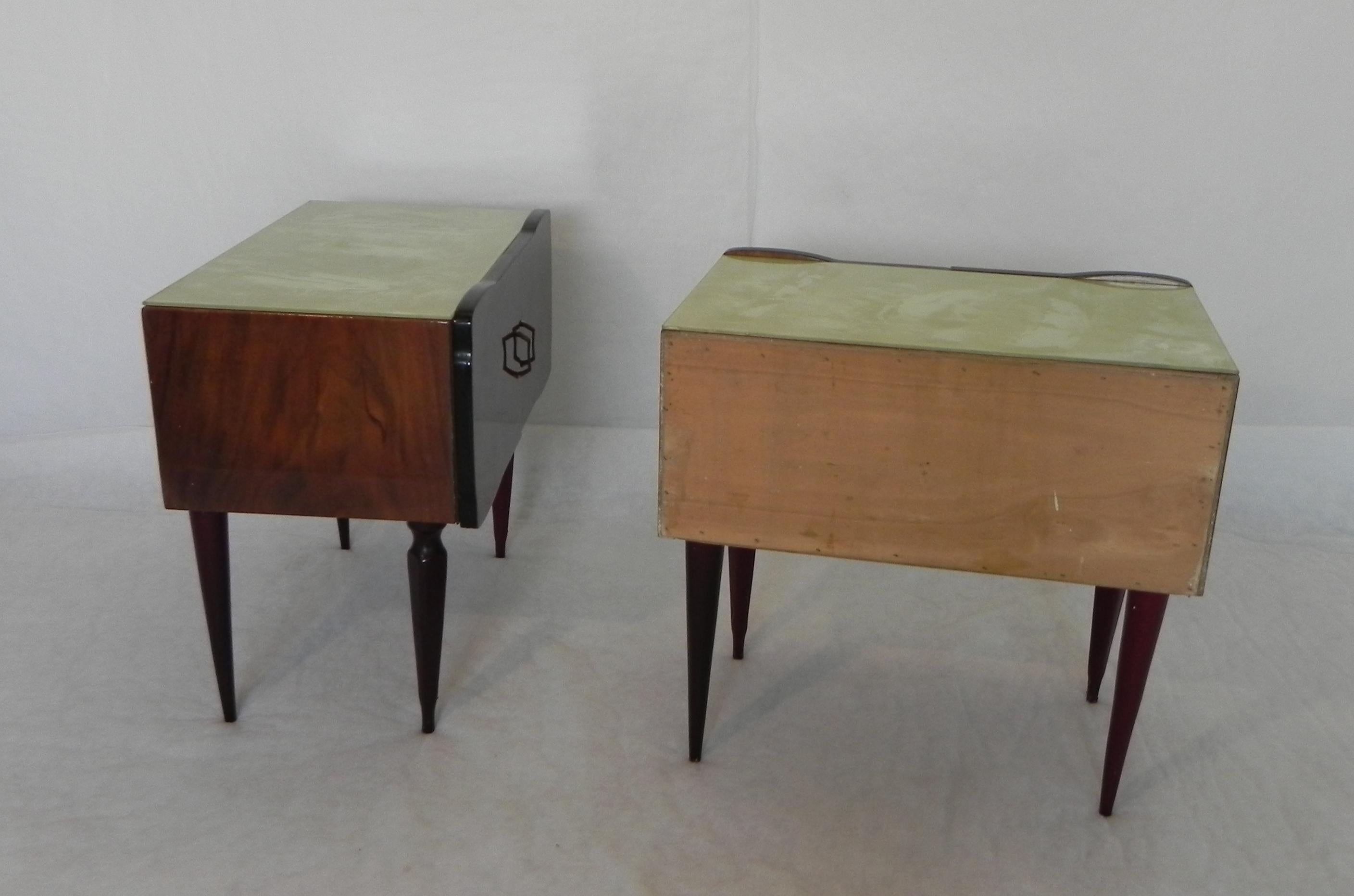 2 Bedside Table, in Radica Di Mogano, Anni 50 For Sale 5