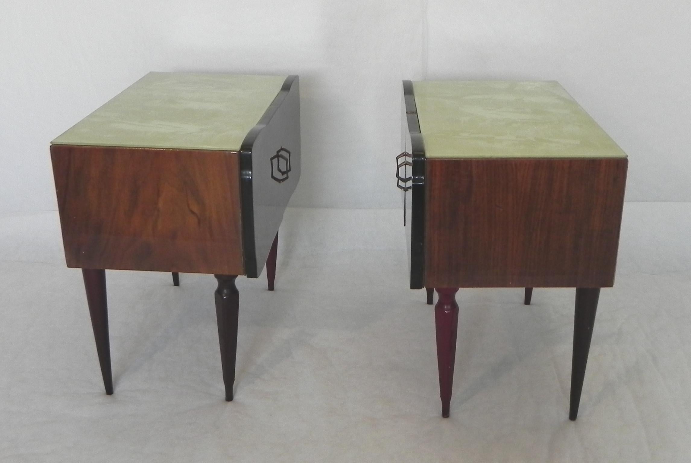 2 Bedside Table, in Radica Di Mogano, Anni 50 For Sale 6