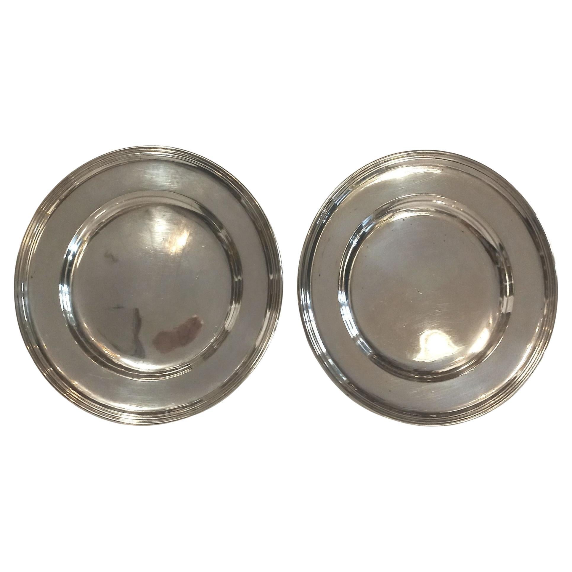 2 Biedermeier silver plates Vienna 1859