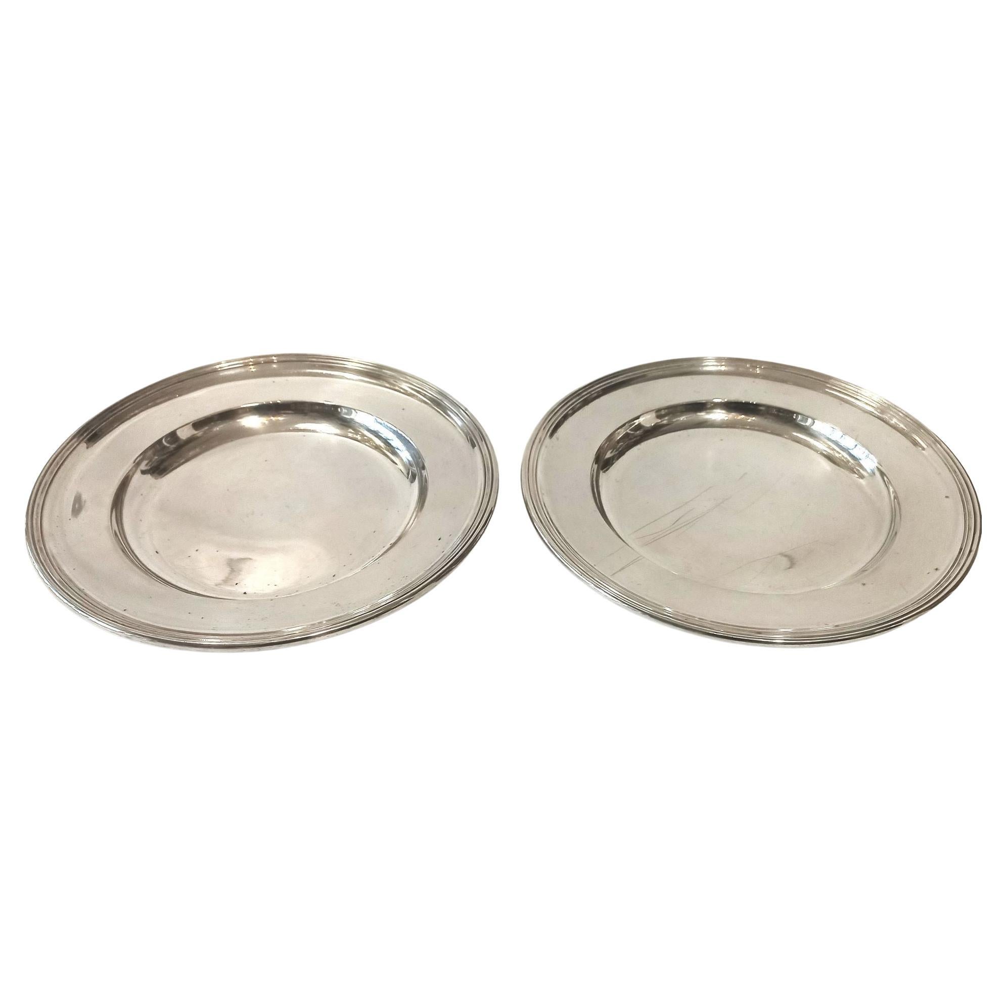 2 platos de plata Biedermeier Viena 1859 en venta