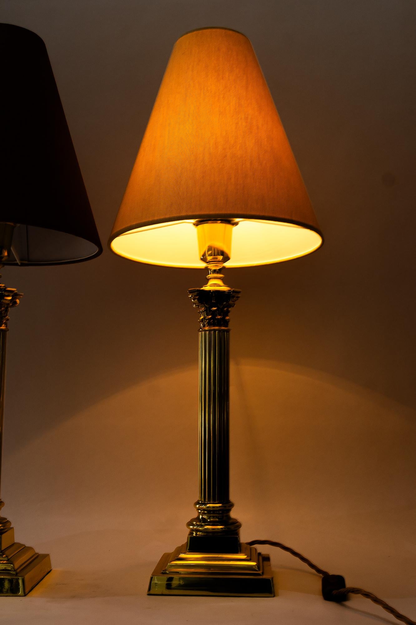 2 Große Art deco massive Tischlampen mit Stoffschirmen Wien um 1920er Jahre im Angebot 6