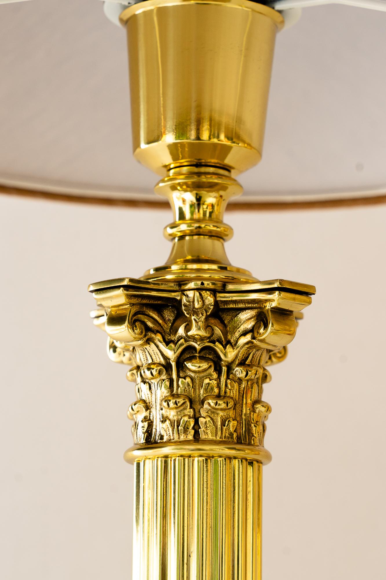 2 Große Art deco massive Tischlampen mit Stoffschirmen Wien um 1920er Jahre (Frühes 20. Jahrhundert) im Angebot