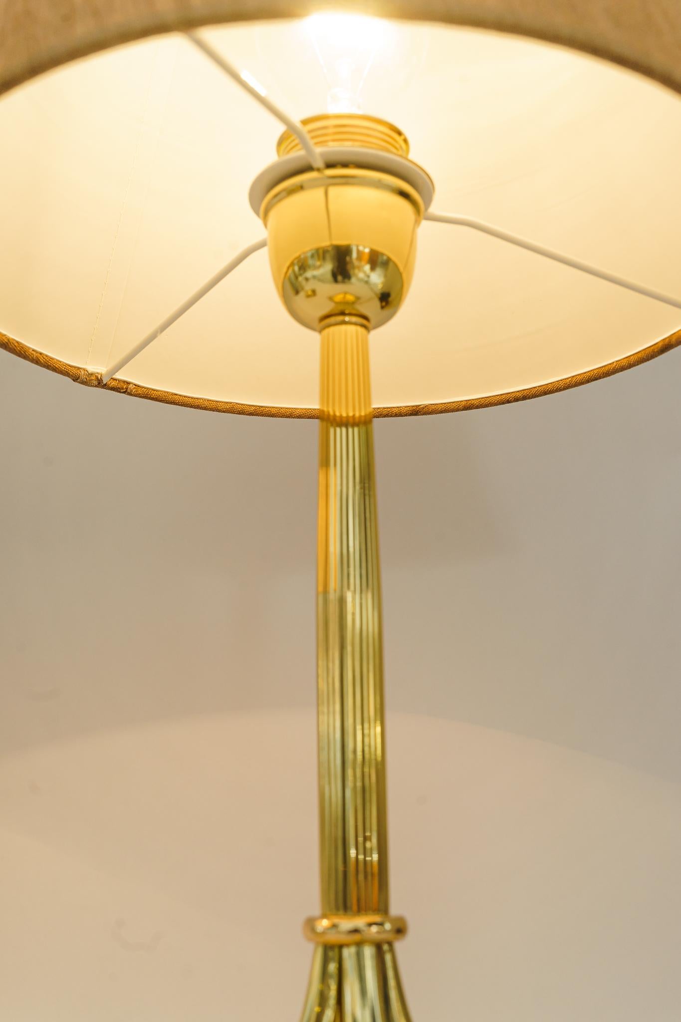 2 Big Art Deco Table Lamps with Fabric Shades Vienna Around 1920s For Sale 2