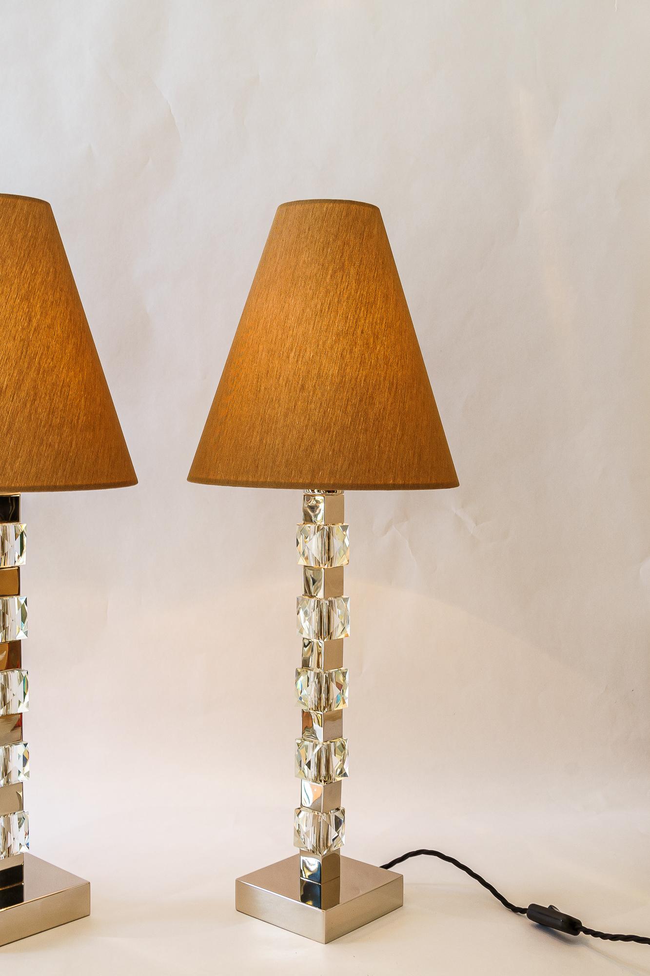 2 Grandes lampes de table Bakalowits en nickel vienne vers les années 1950 Bon état - En vente à Wien, AT