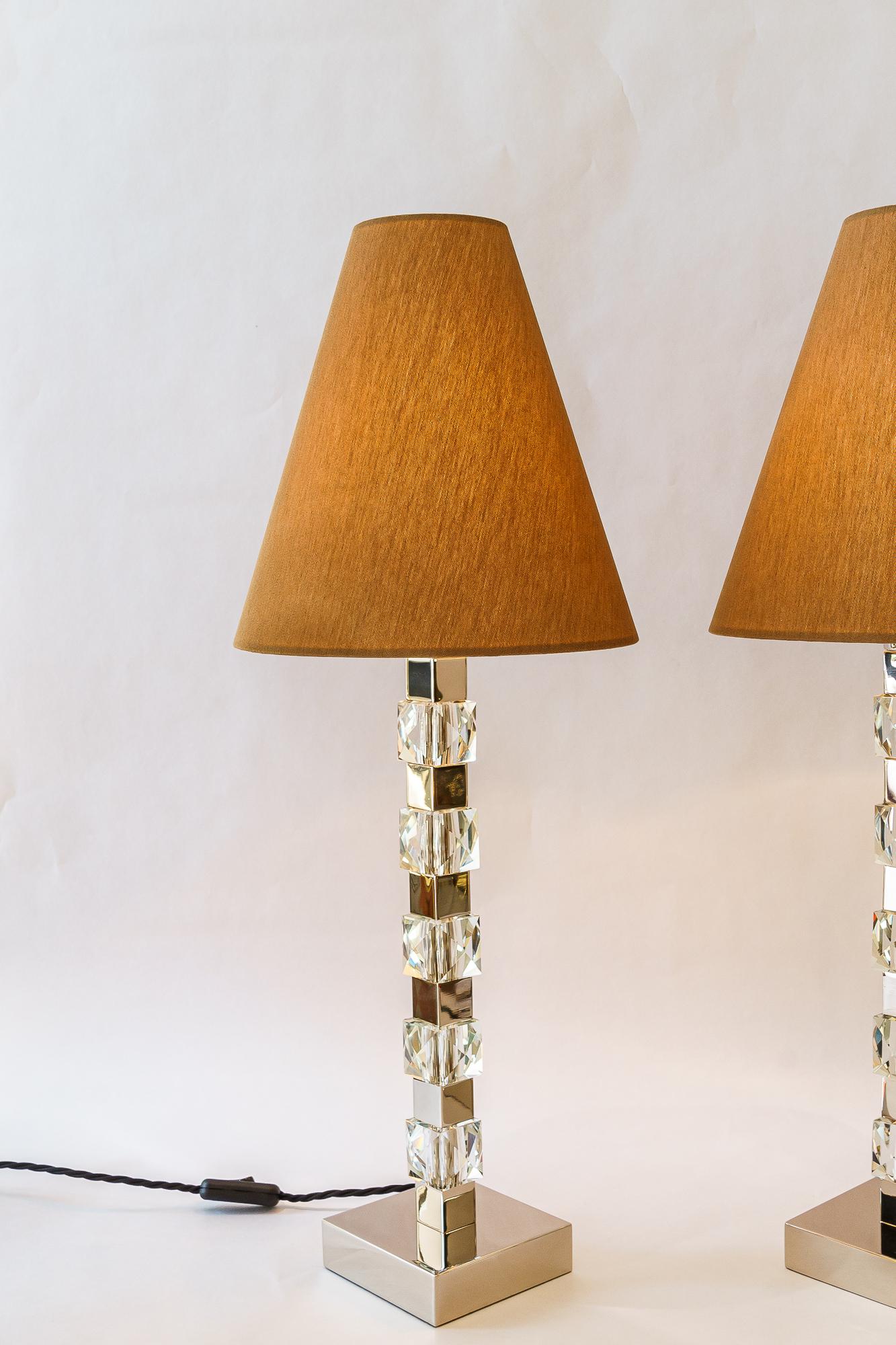 Milieu du XXe siècle 2 Grandes lampes de table Bakalowits en nickel vienne vers les années 1950 en vente