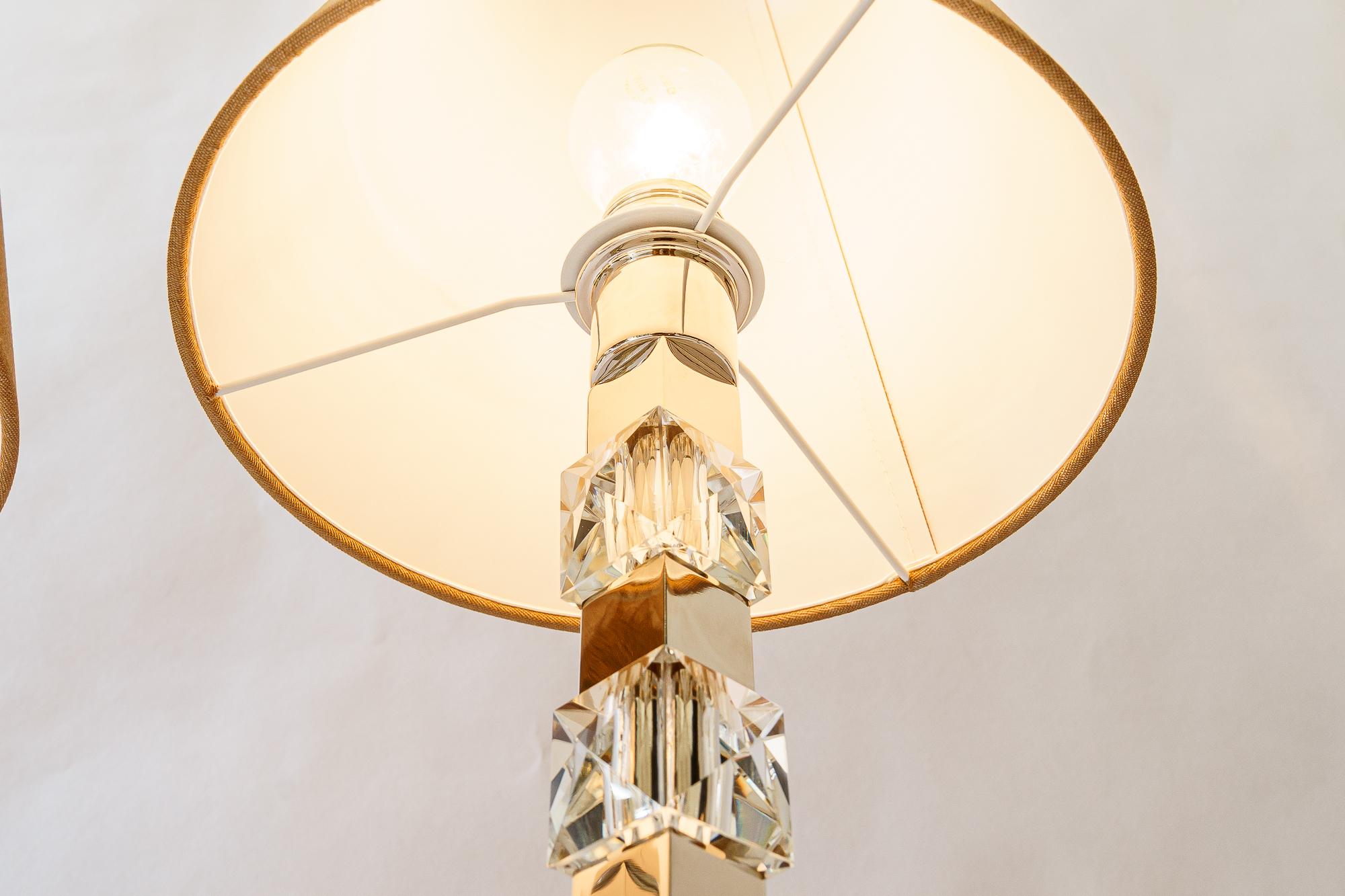 Tissu 2 Grandes lampes de table Bakalowits en nickel vienne vers les années 1950 en vente
