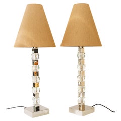 2 Big Bakalowits nickel table lamps vienna around 1950s