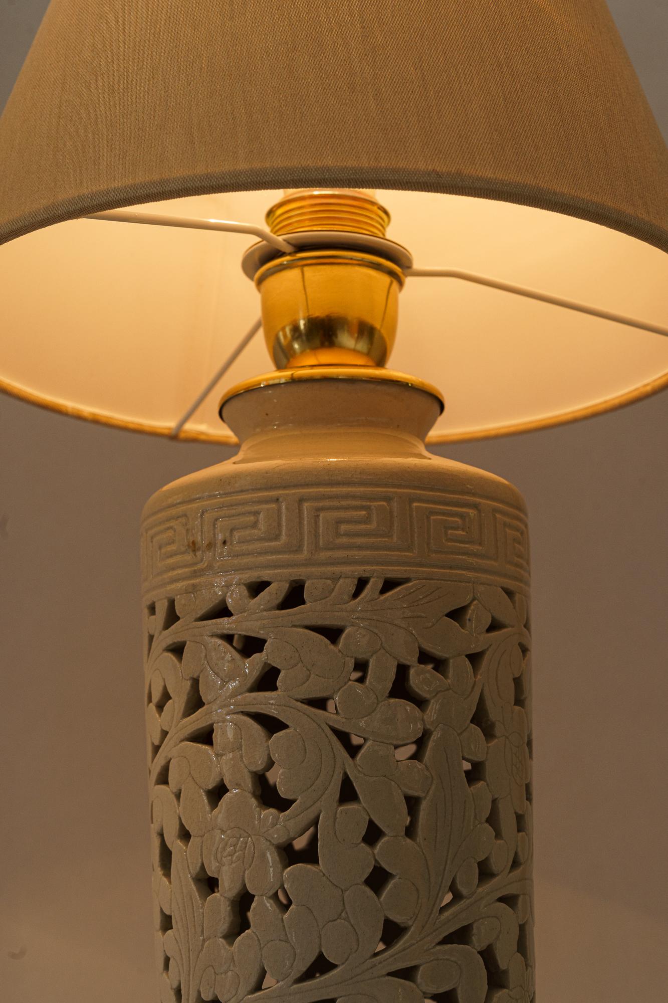 2 Große Keramik Tischlampen Wien um 1950er Jahre im Angebot 4