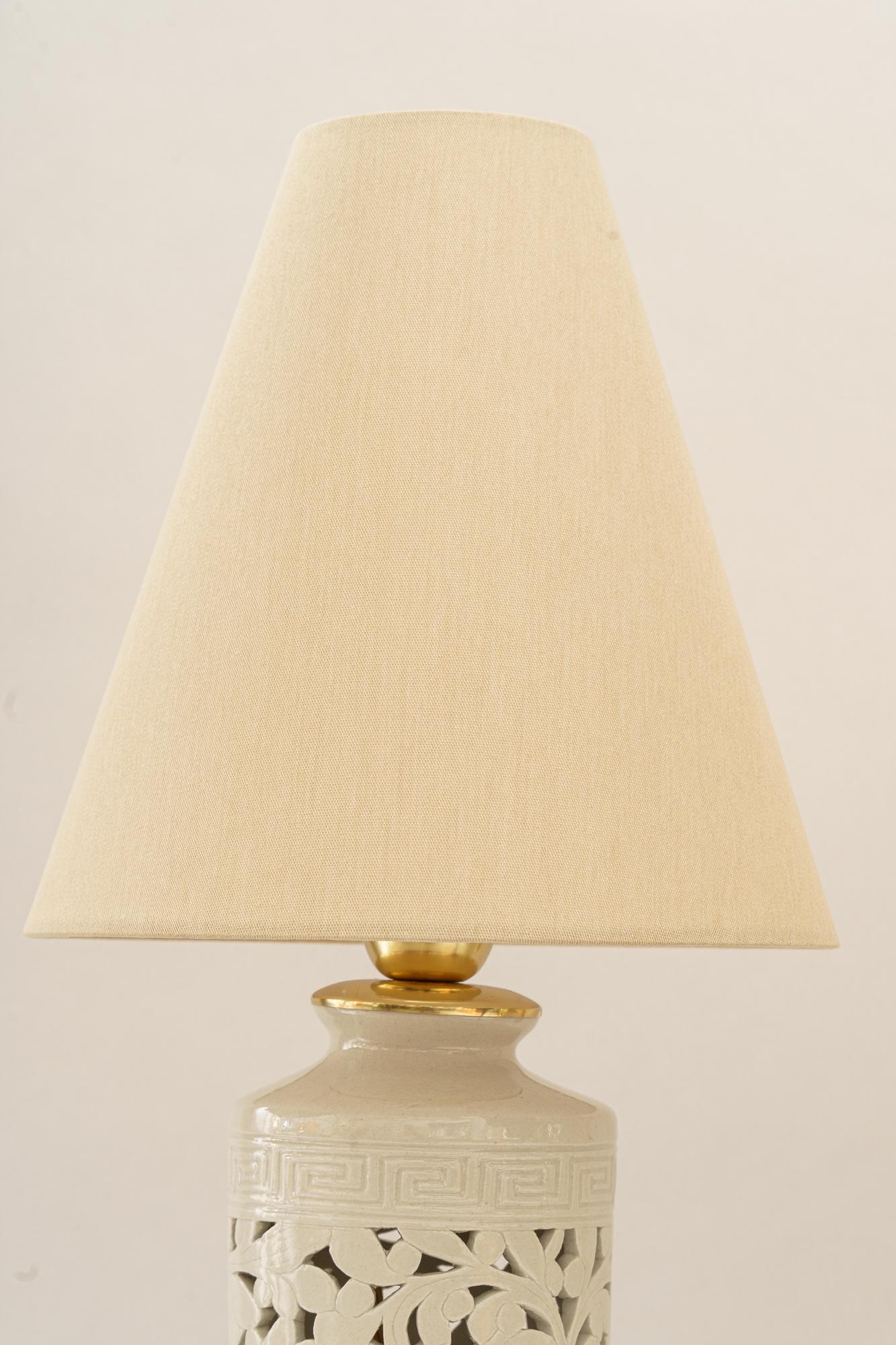 Lacquered 2 Big ceramic table lamps vienna around 1950s For Sale
