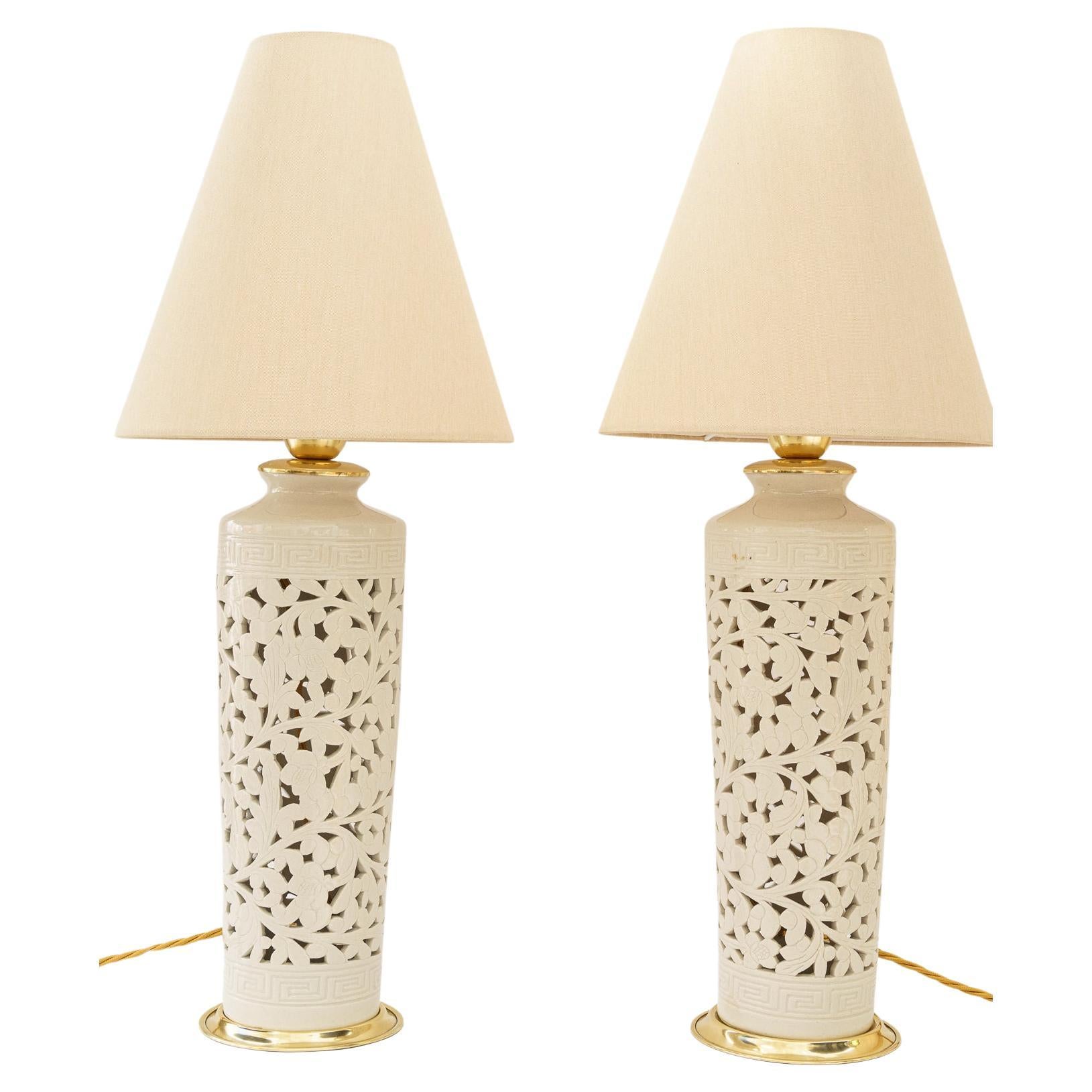 2 Grandes lampes de table en céramique viennoise vers les années 1950