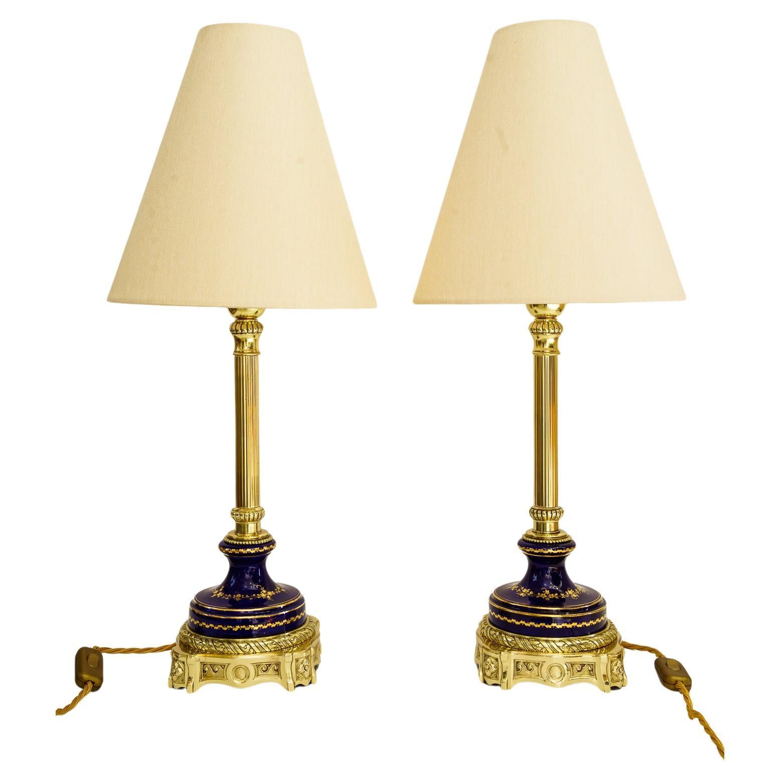2 grandes lampes de table historiques viennoises des années 1890