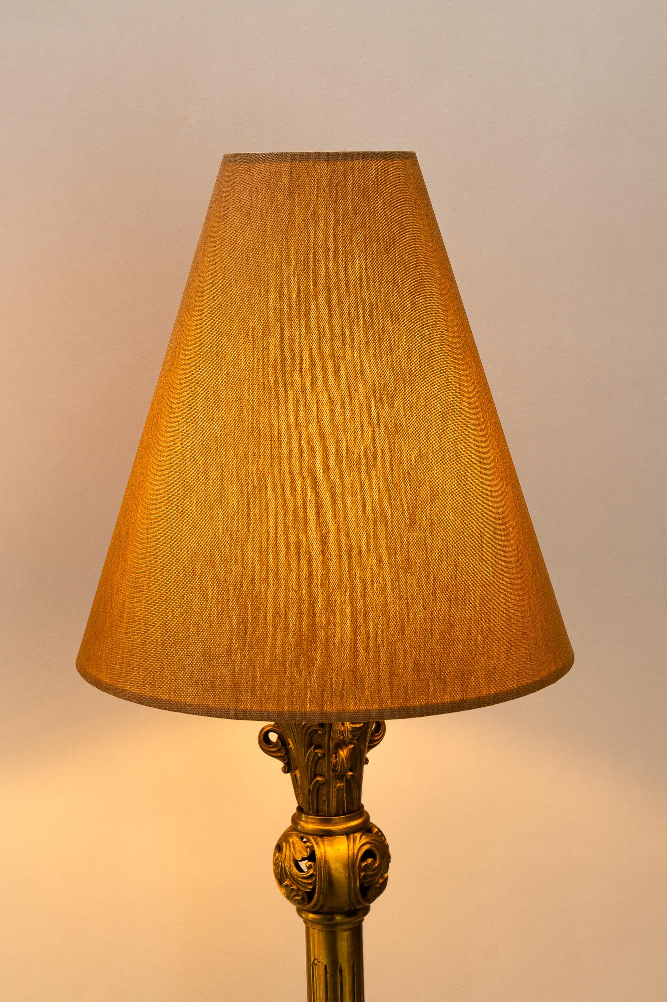 2  big Historistic table lamps with fabric shades around 1890s For Sale 3