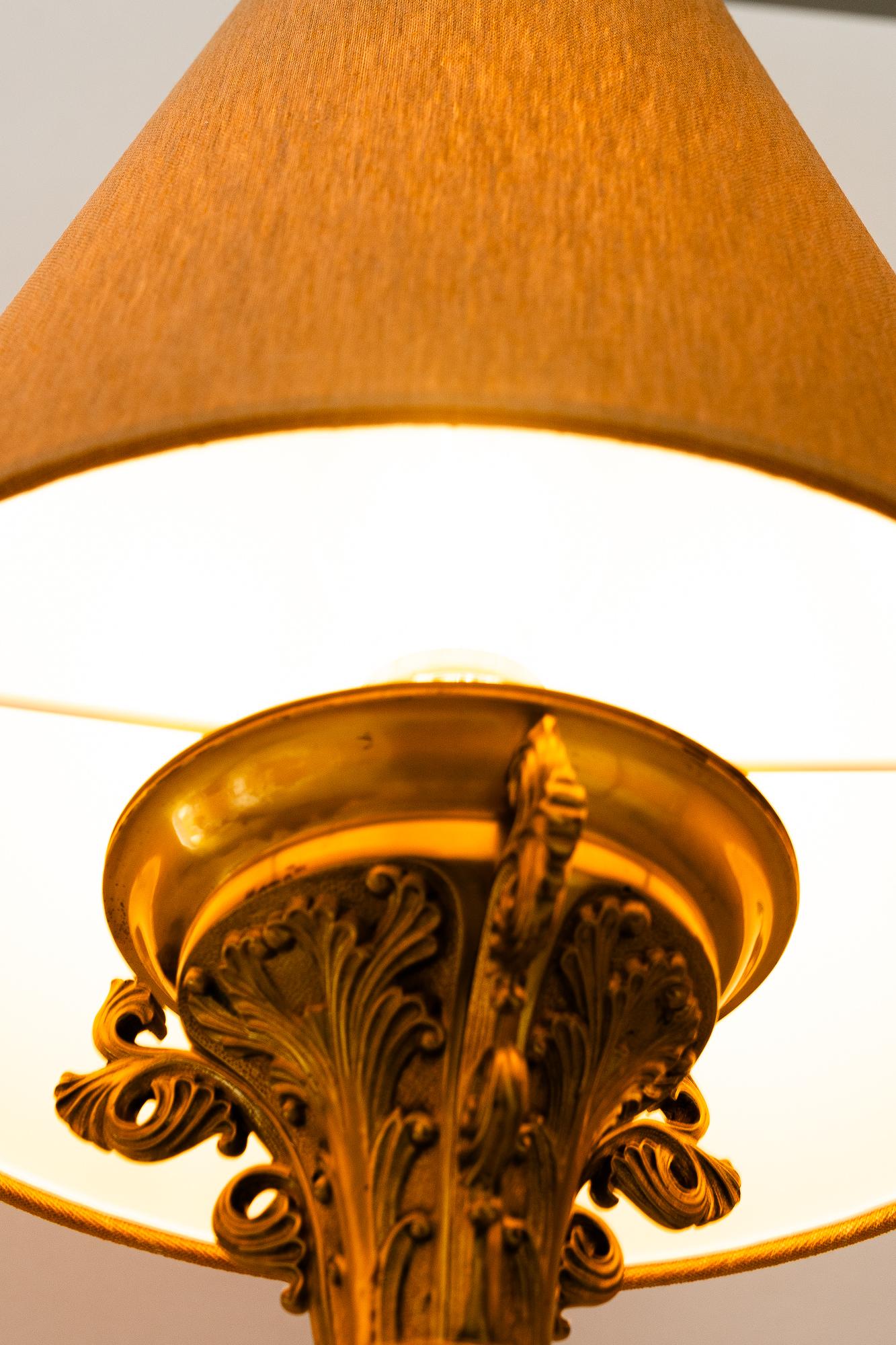 2  big Historistic table lamps with fabric shades around 1890s For Sale 5