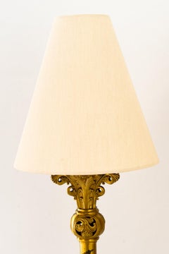 2 big Historistic table lamps with fabric shades around 1890s