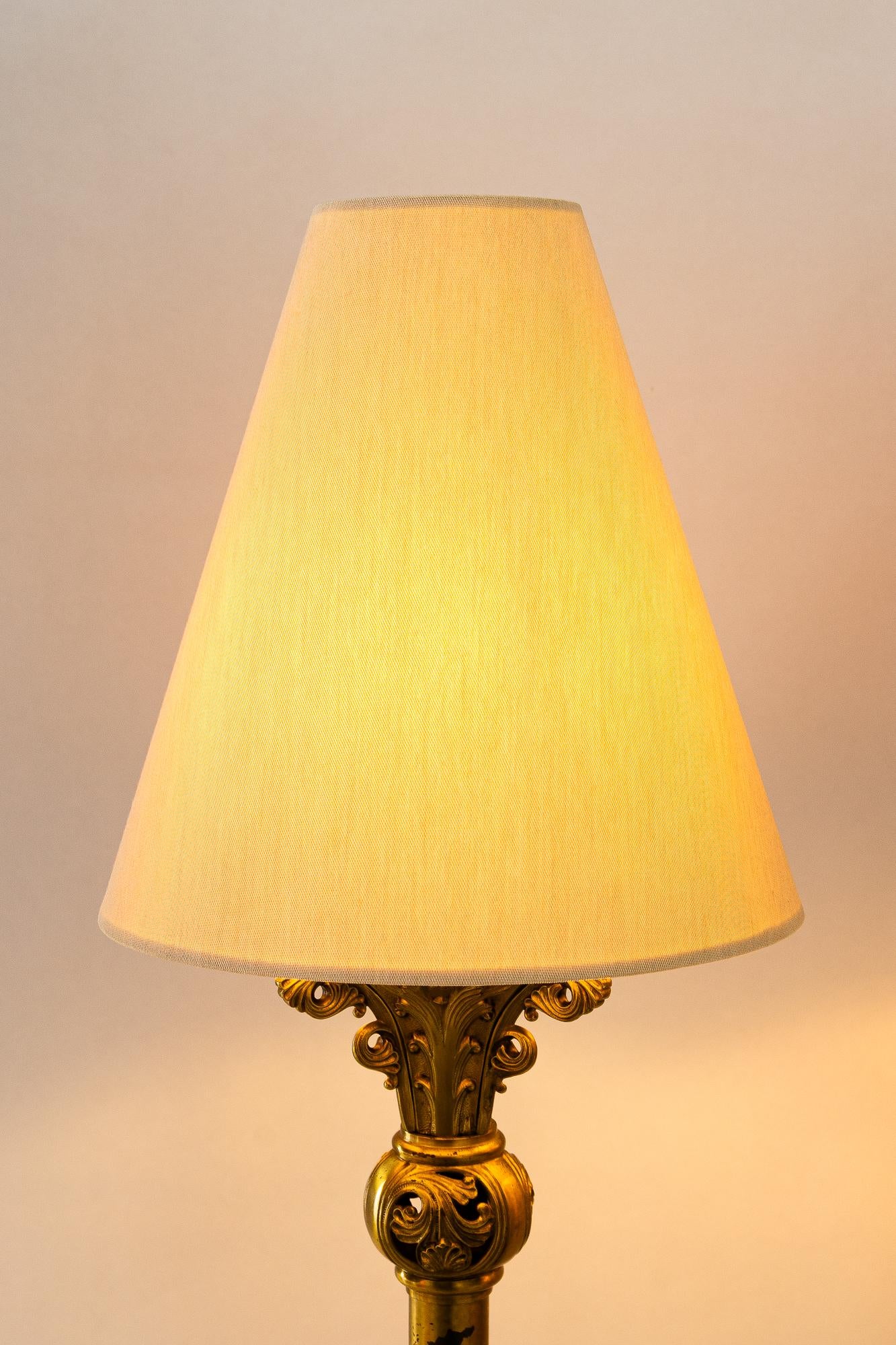 2  big Historistic table lamps with fabric shades around 1890s For Sale 2