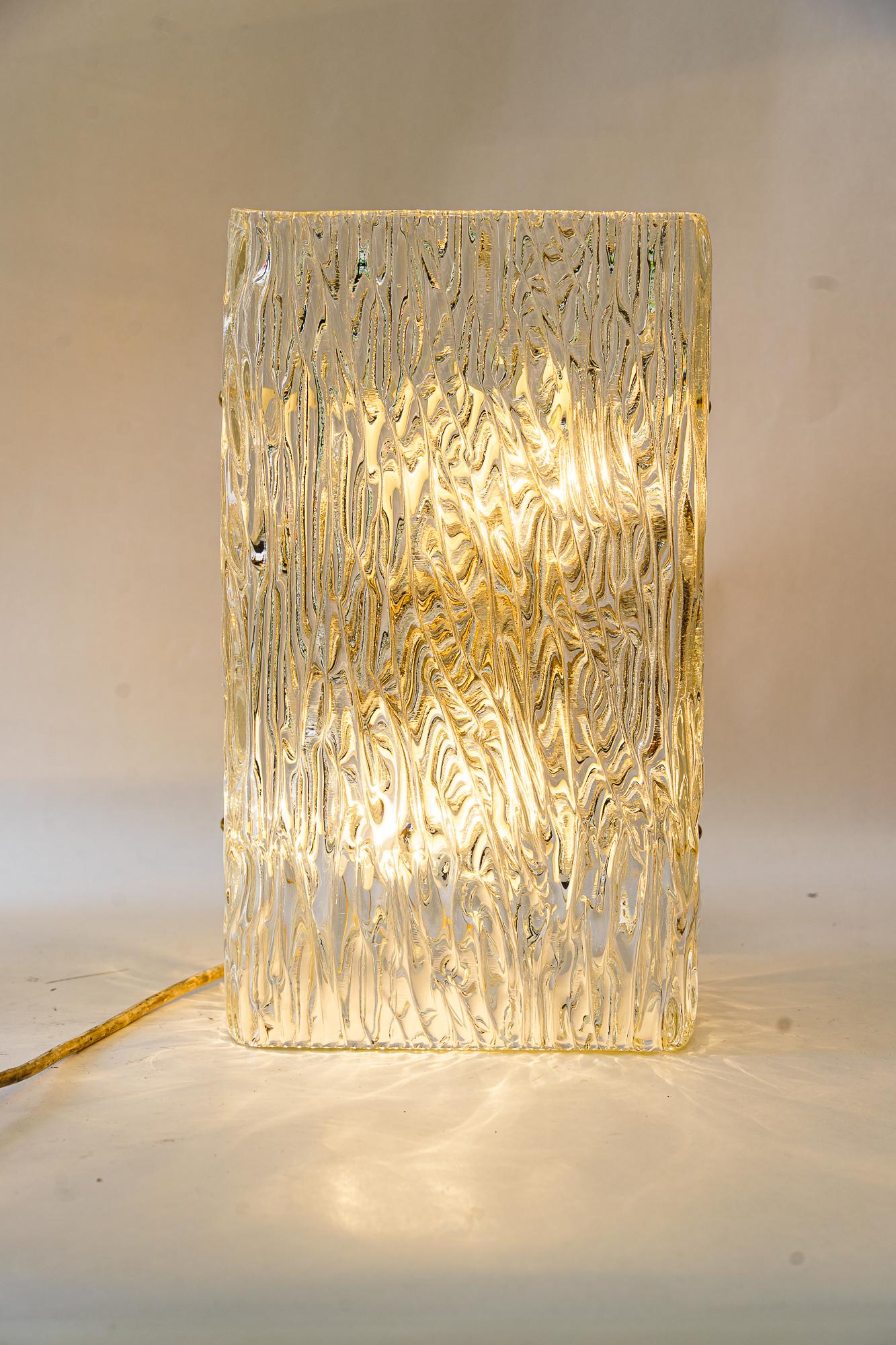 2 Big Kalmar wall lamps with textured glass vienna around 1950s For Sale 2