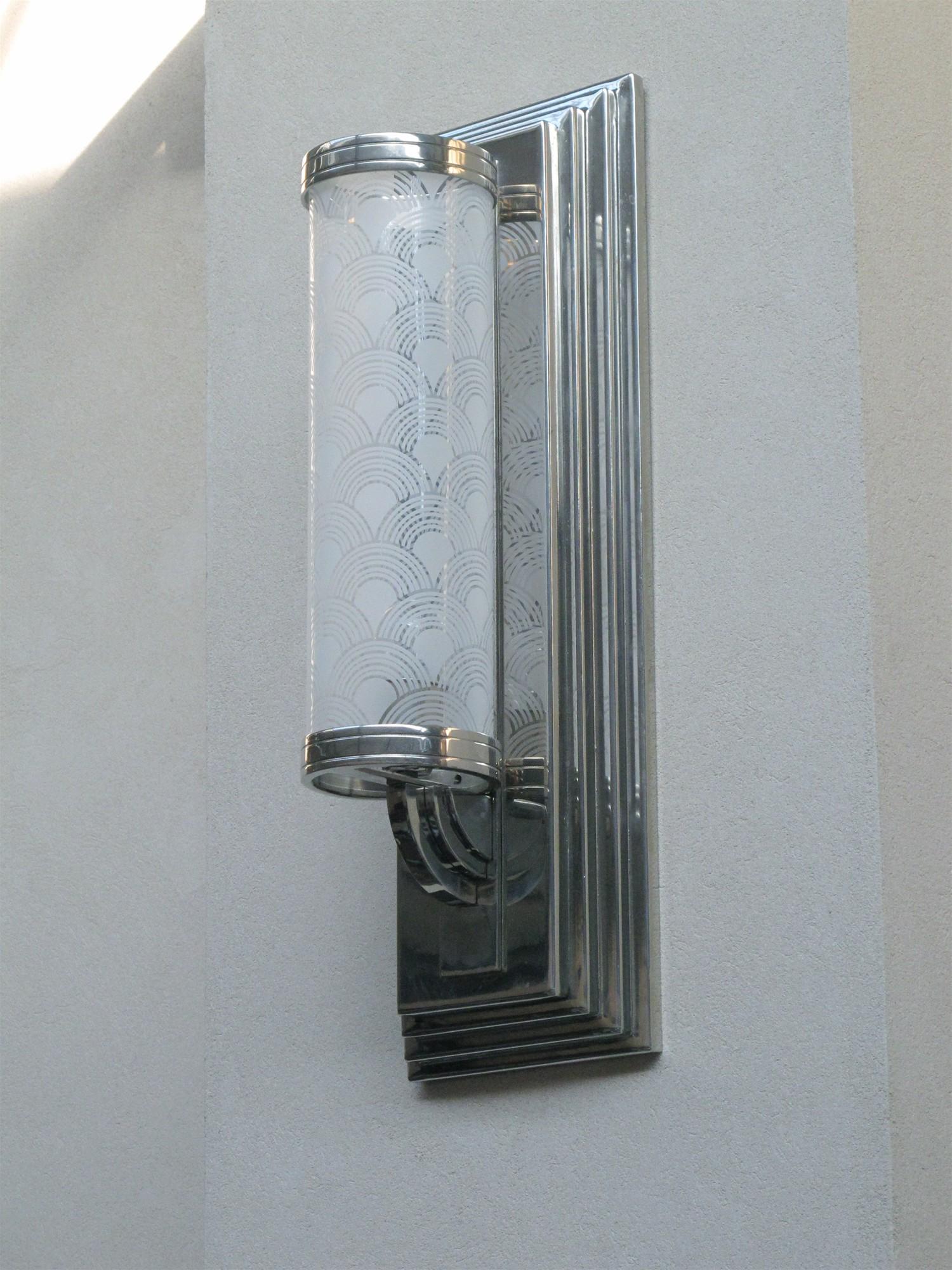 2 Big Sconces in Chrome and Glass, Style, Art Deco, Year, 1930, German For Sale 2