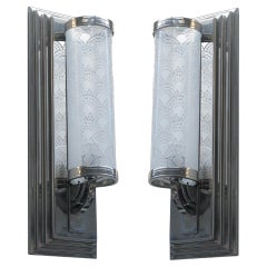 2 Big Sconces in Chrome and Glass, Style, Art Deco, Year, 1930, German