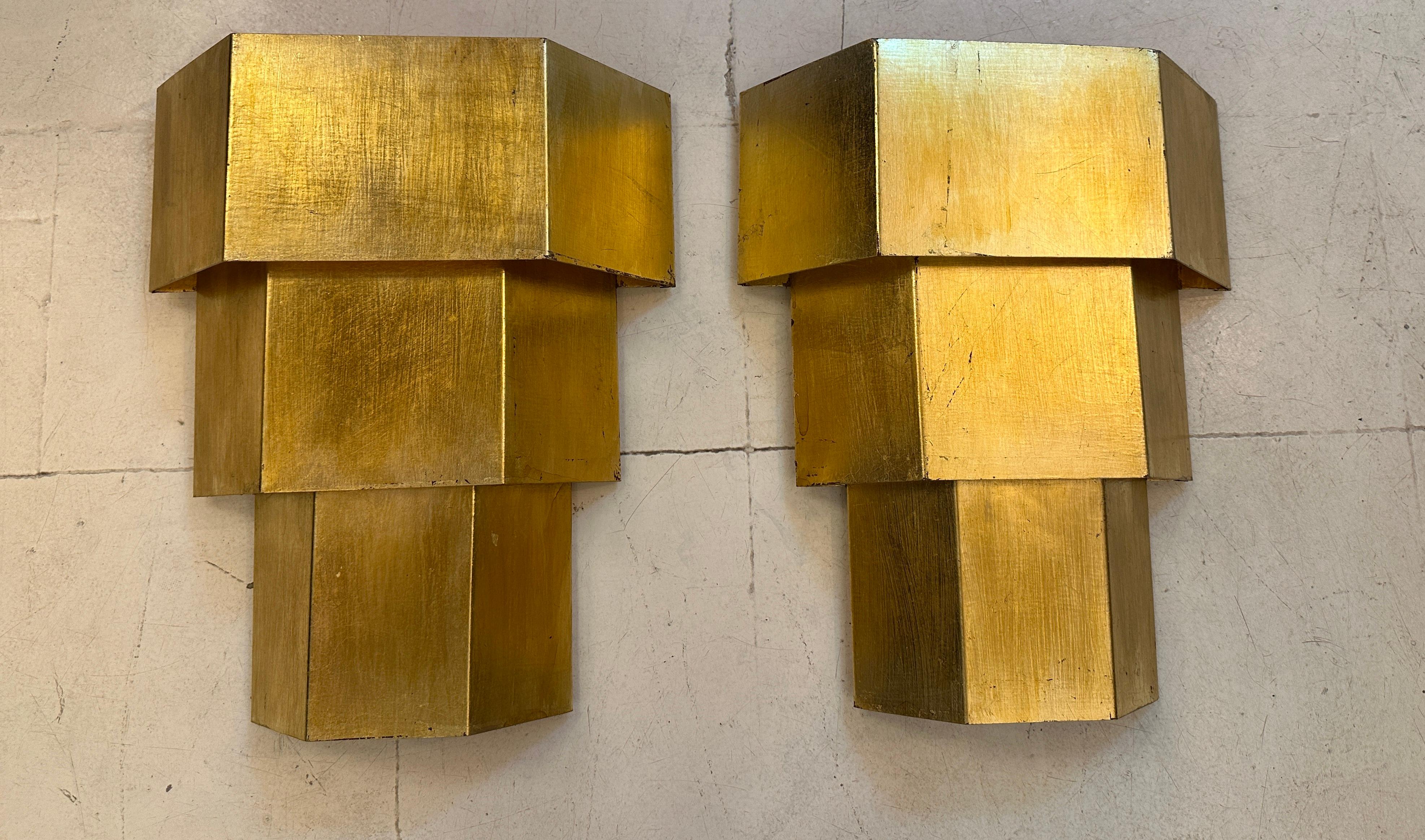 2 Bigs Sconces in golden iron, Style, Art Deco, Year, 1920, France Art Decó en venta
