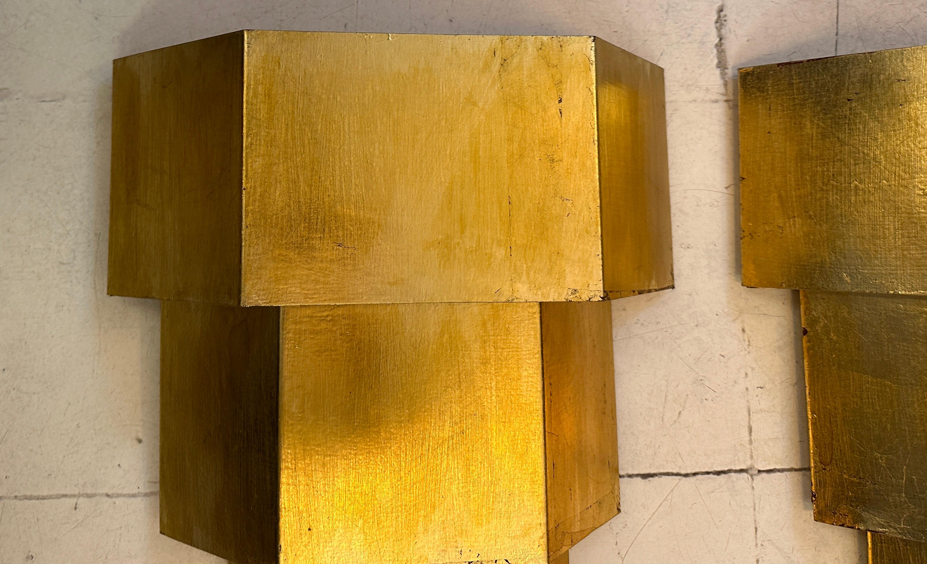 2 Bigs Sconces in golden iron, Style, Art Deco, Year, 1920, France Hoja de oro en venta