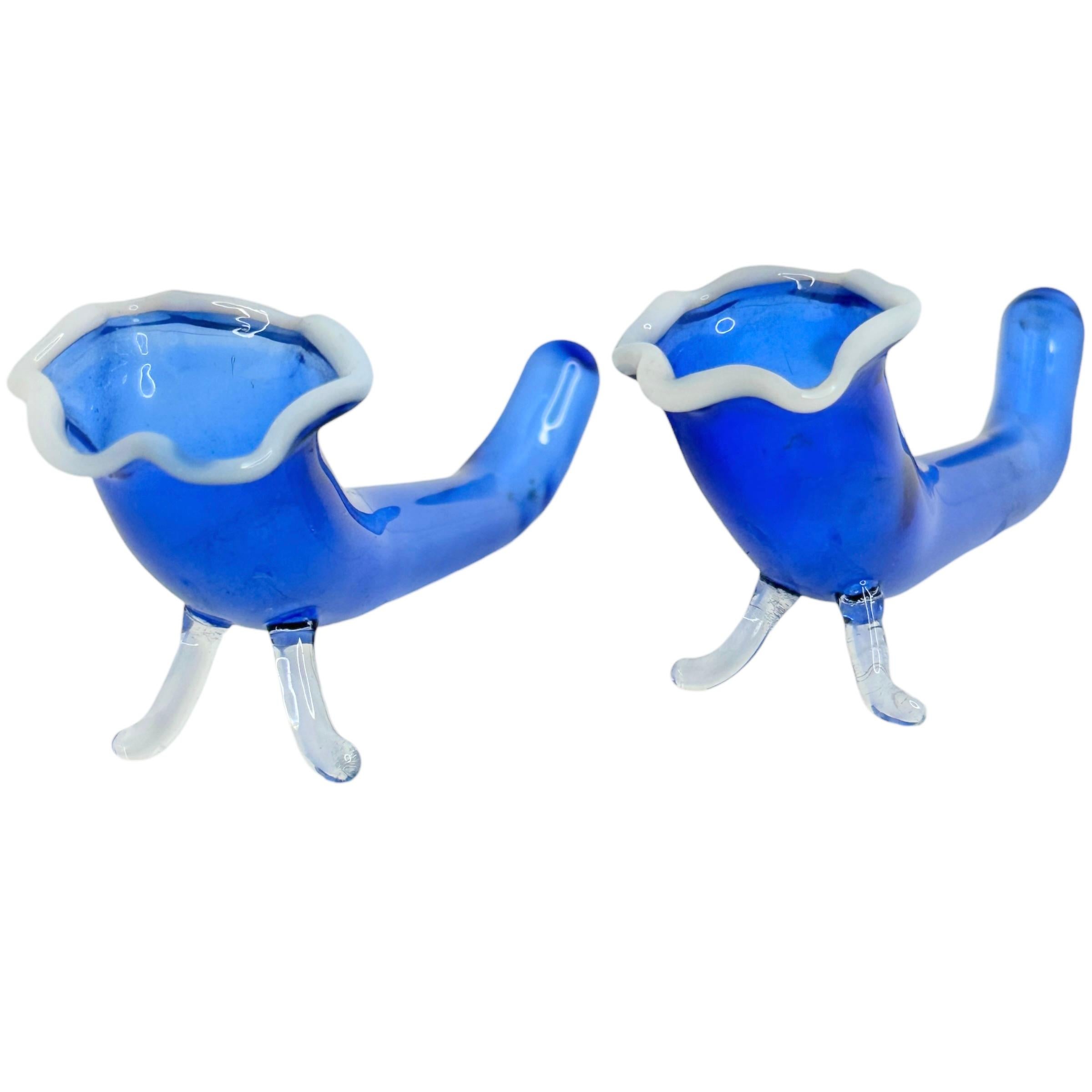 Art Déco 2 vasi portafiori in vetro Bimini Glass e poggiapiatti, Austria Decorazione da tavolo in vendita