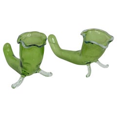 2 vases et supports de couverts en verre Bimini, décoration de table autrichienne