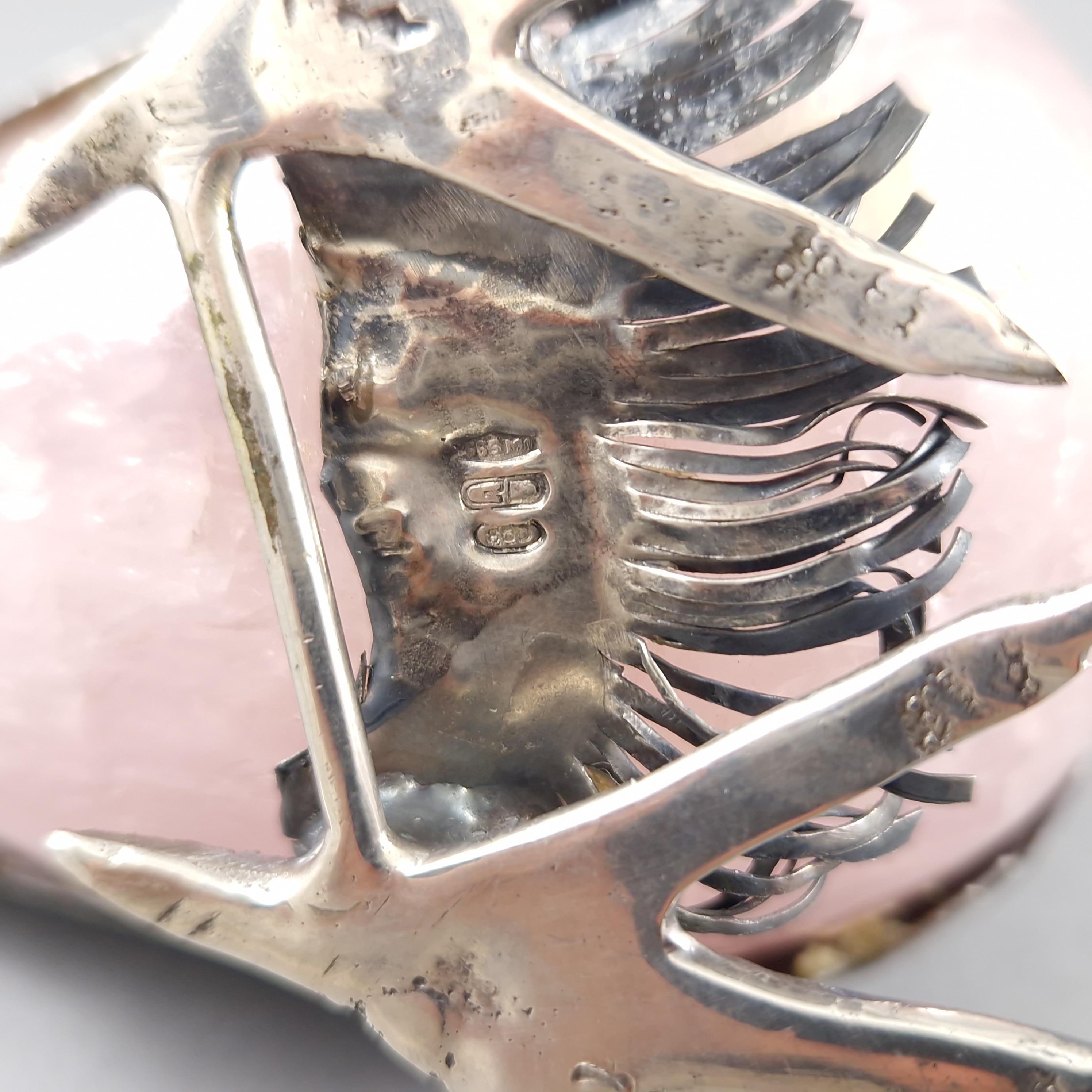 2 Birds in Rose Quartz, Lapis Lazuli & Sterling Silver by De Vecchi 5