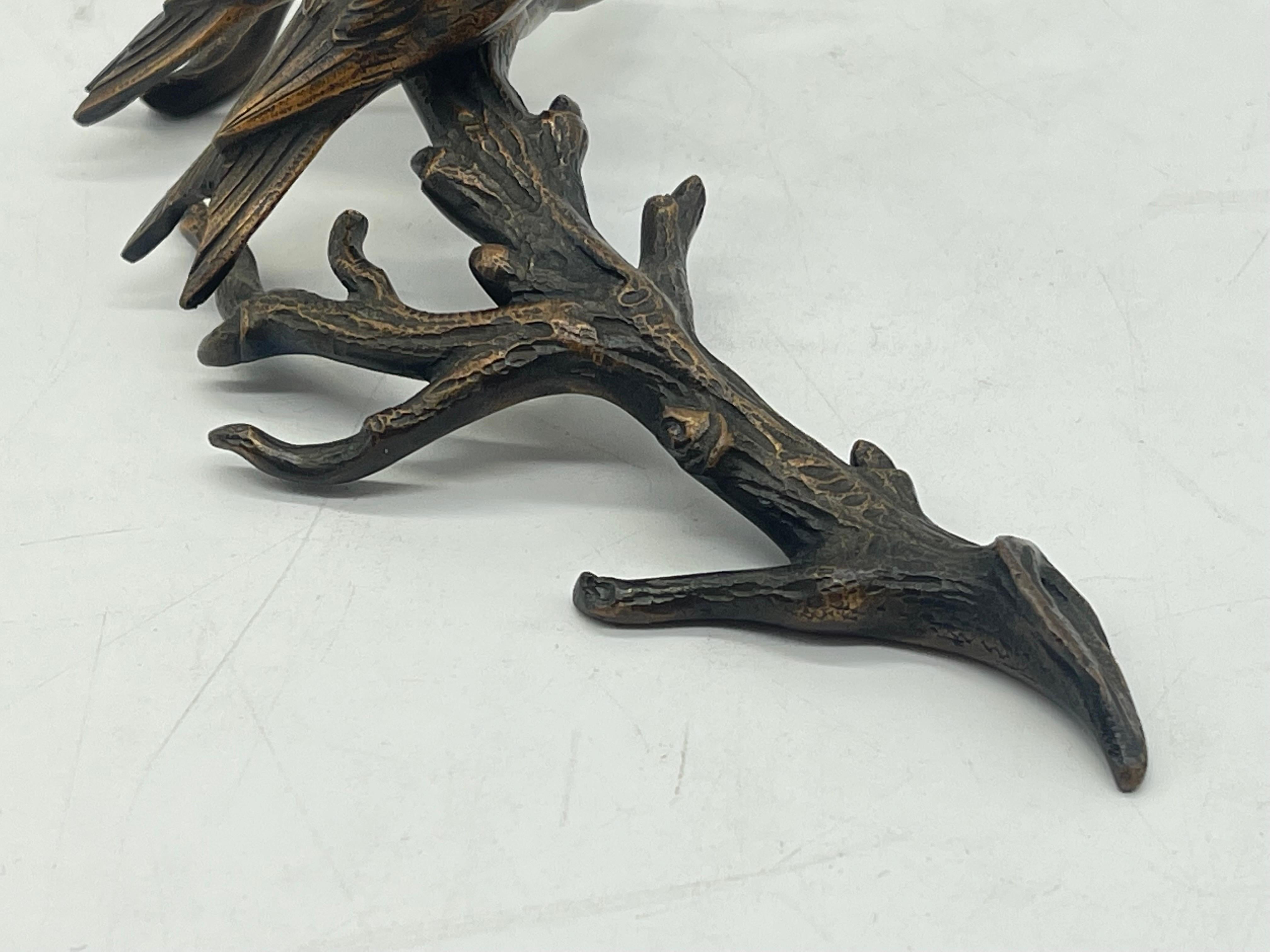 2 birds sitting on a branch Bronze Sculpture / Figure probably Germany For Sale 6