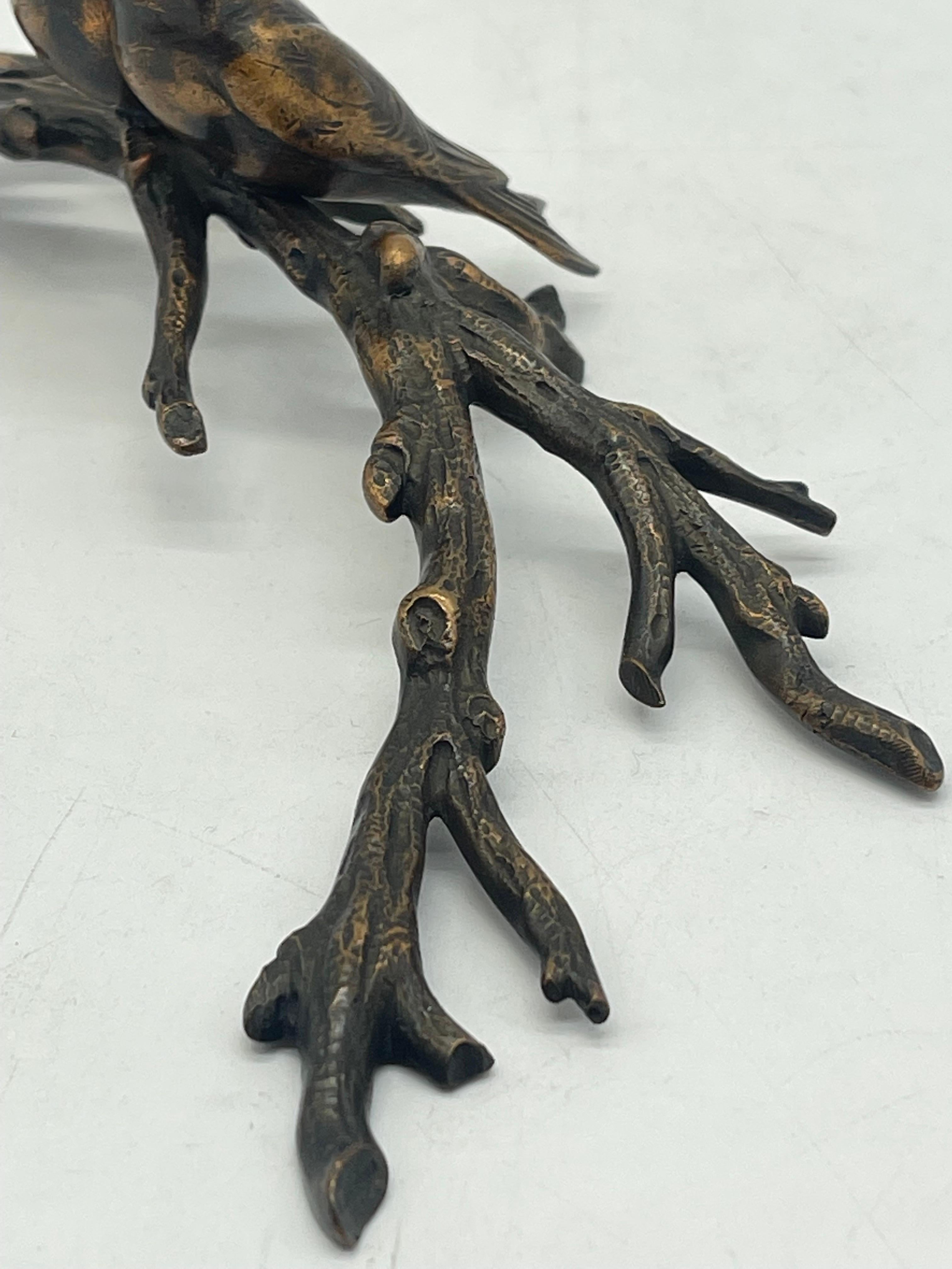2 birds sitting on a branch Bronze Sculpture / Figure probably Germany For Sale 7