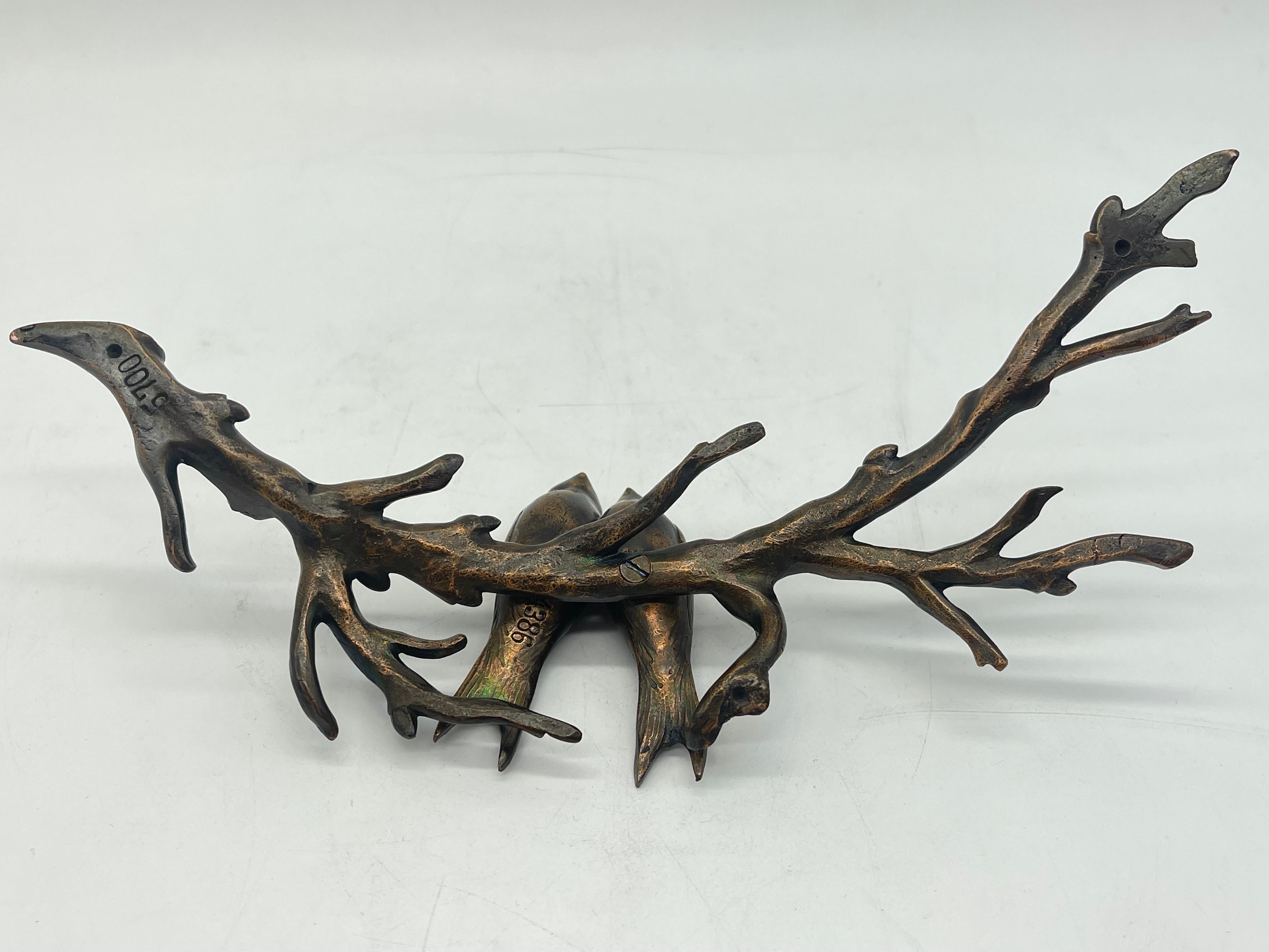 2 birds sitting on a branch Bronze Sculpture / Figure probably Germany For Sale 9