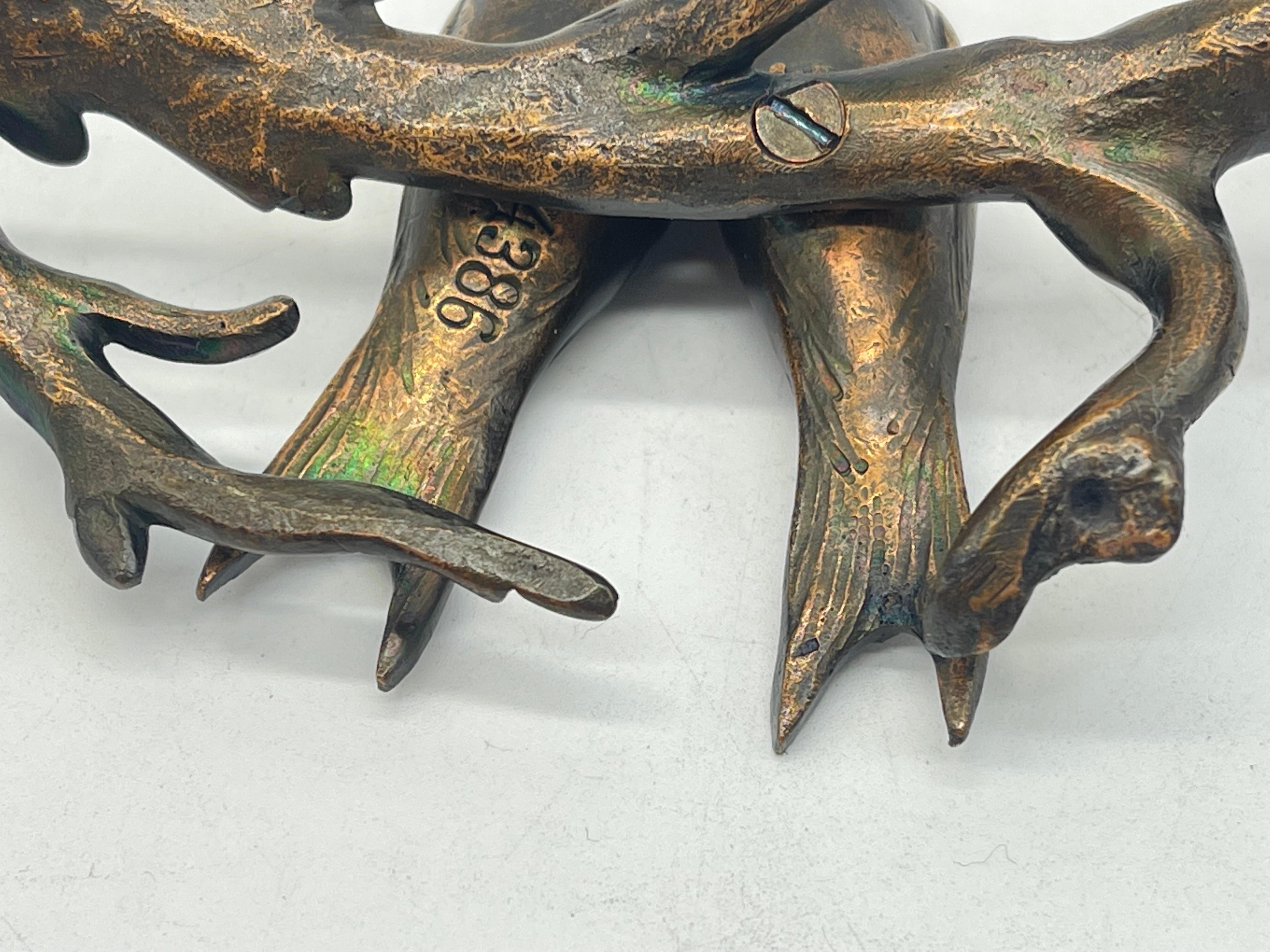 2 birds sitting on a branch Bronze Sculpture / Figure probably Germany For Sale 10
