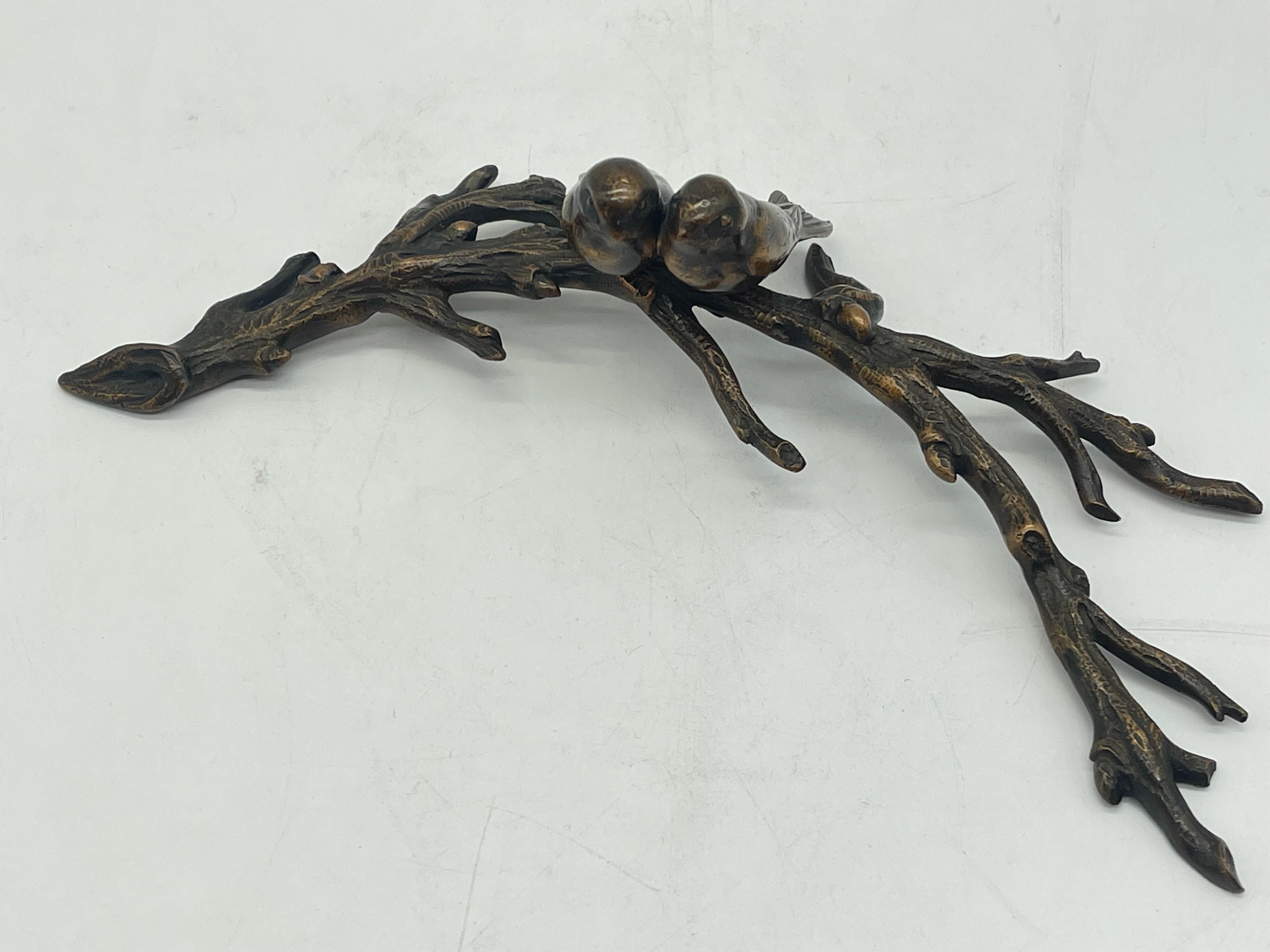 2 birds sitting on a branch Bronze Sculpture / Figure probably Germany For Sale 3