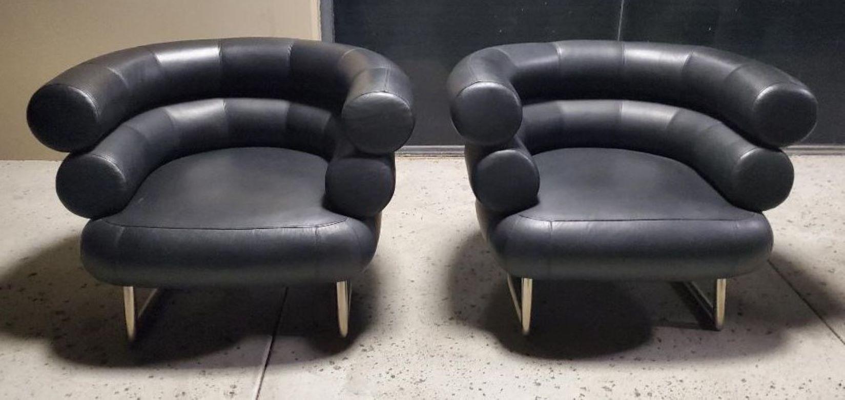 2 chaises Eileen Gray Design Of The BIBENDUM à base chromée Art Déco  en vente 8