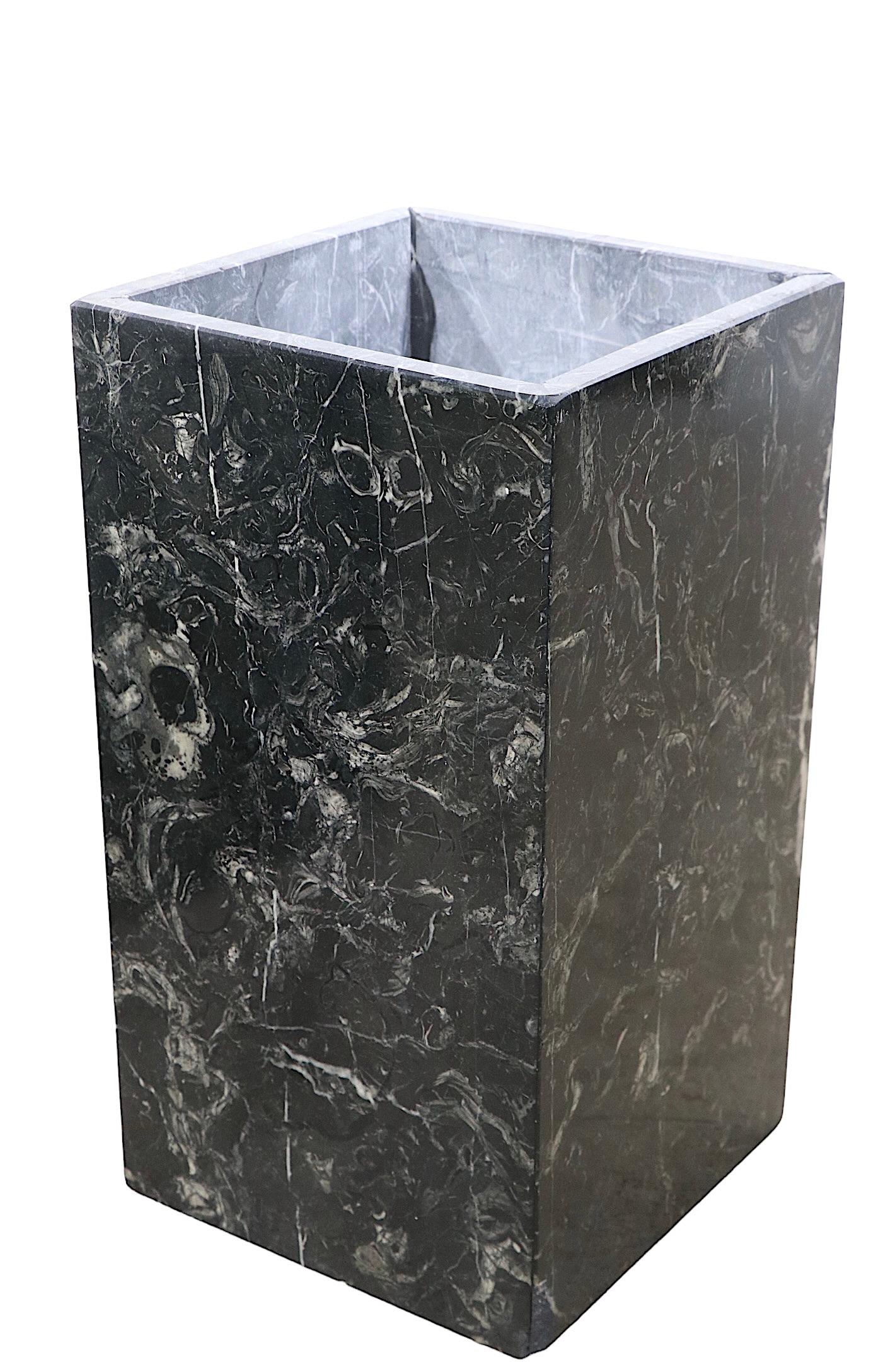 2 Black Marble Pedestal Bases Planters Table Bases c 1960/1970's For Sale 9
