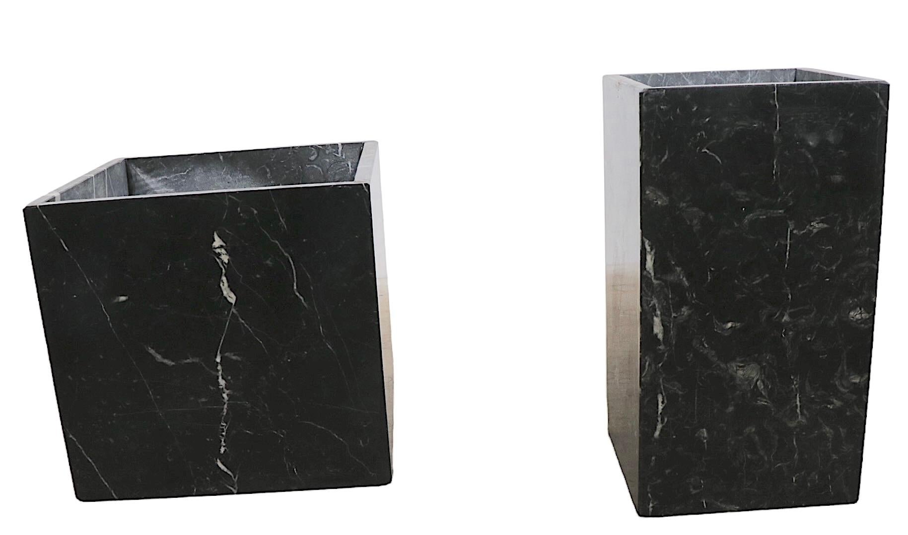 Post-Modern 2 Black Marble Pedestal Bases Planters Table Bases c 1960/1970's For Sale
