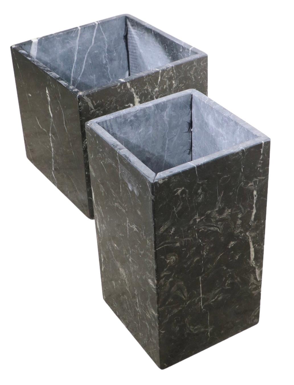 2 Black Marble Pedestal Bases Planters Table Bases c 1960/1970's For Sale 3