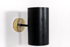 2 Black Metal and Gold Wall Lamp by Parscot, French, 1950